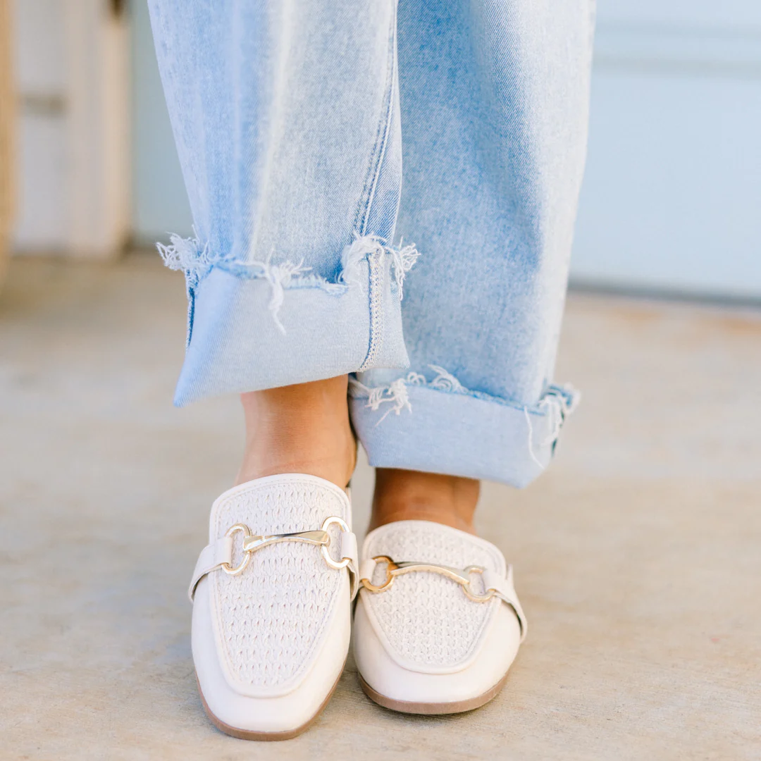 Keep Holding On Mules, Ivory - Giverhouse