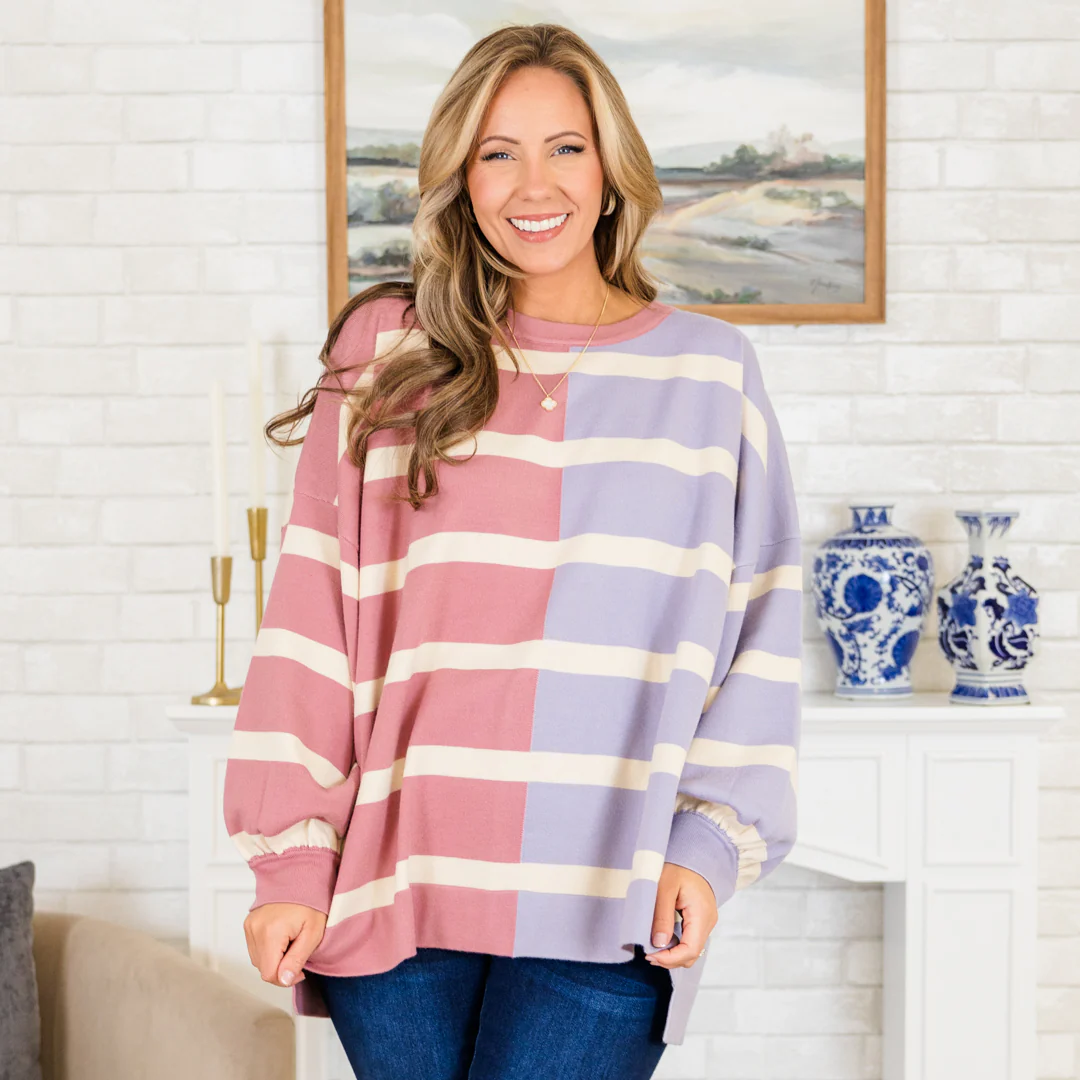Lucky To Be With You Sweater, Pink/Lilac - Giverhouse