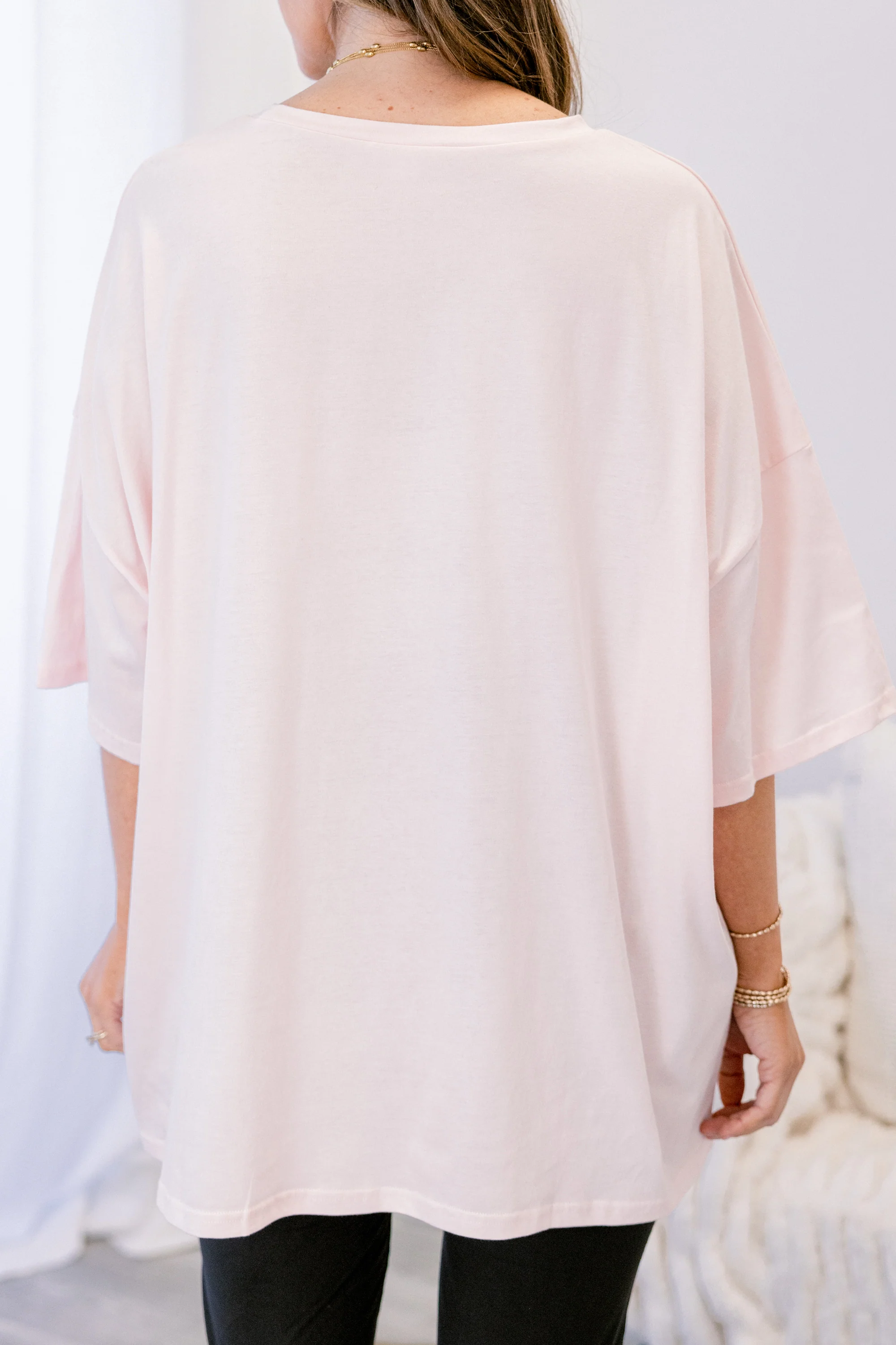 Santa Season Imported Boyfriend Tee, Cream Pink - Giverhouse