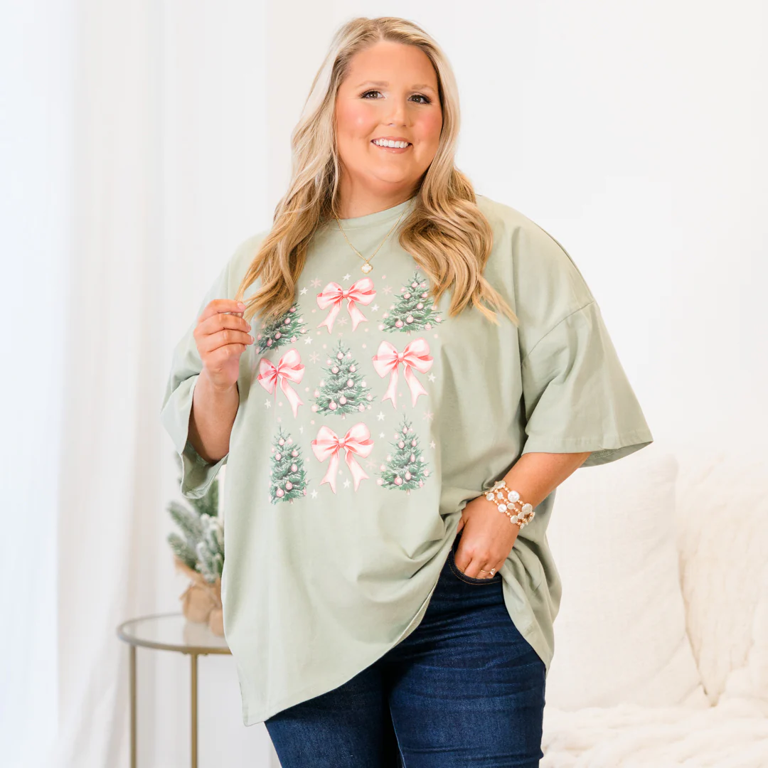 A Little Bit Girly Boyfriend Tee, Light Sage - Giverhouse