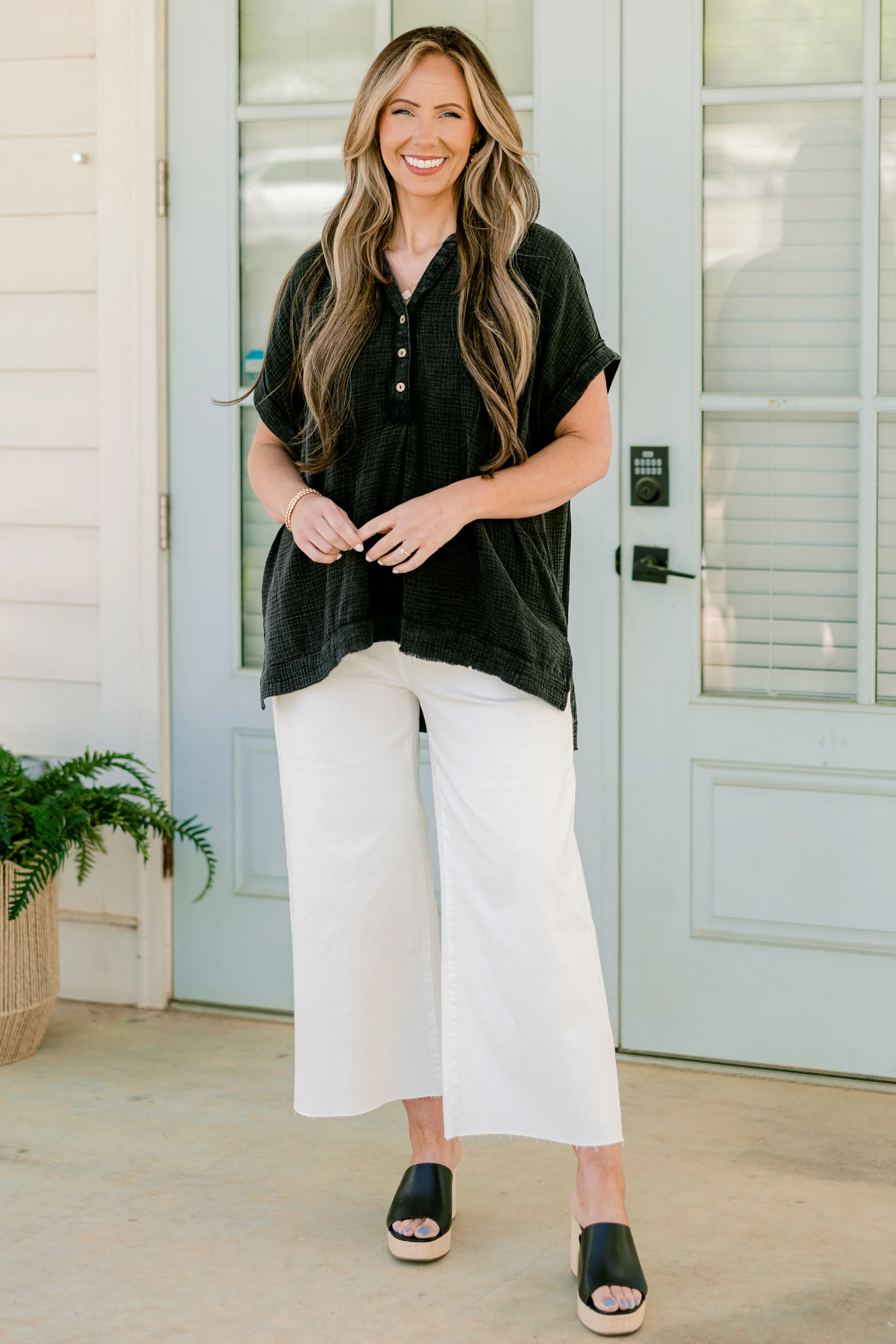 Cute And Carefree Top, Ash Black - Giverhouse