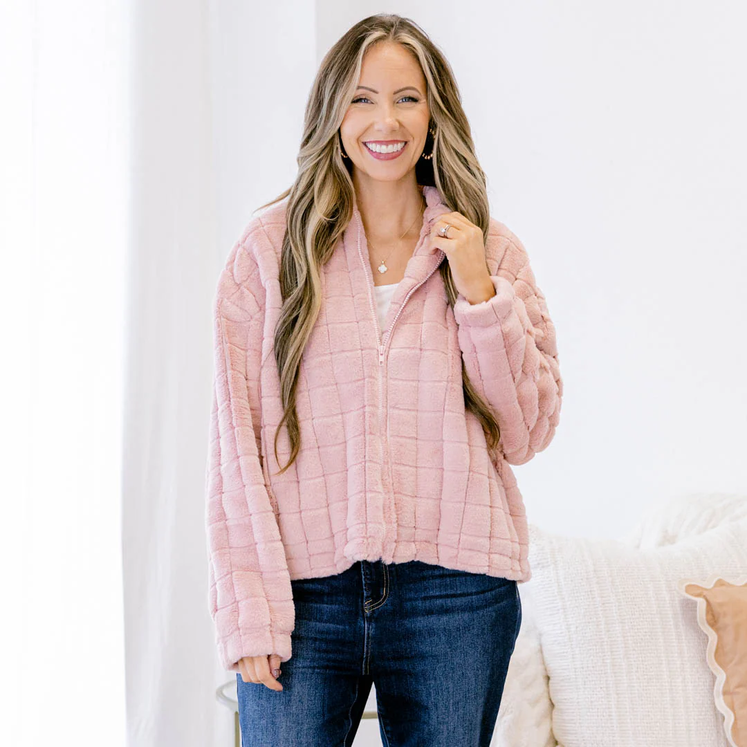 Carmen Faux Fur Jacket, Pink - Giverhouse