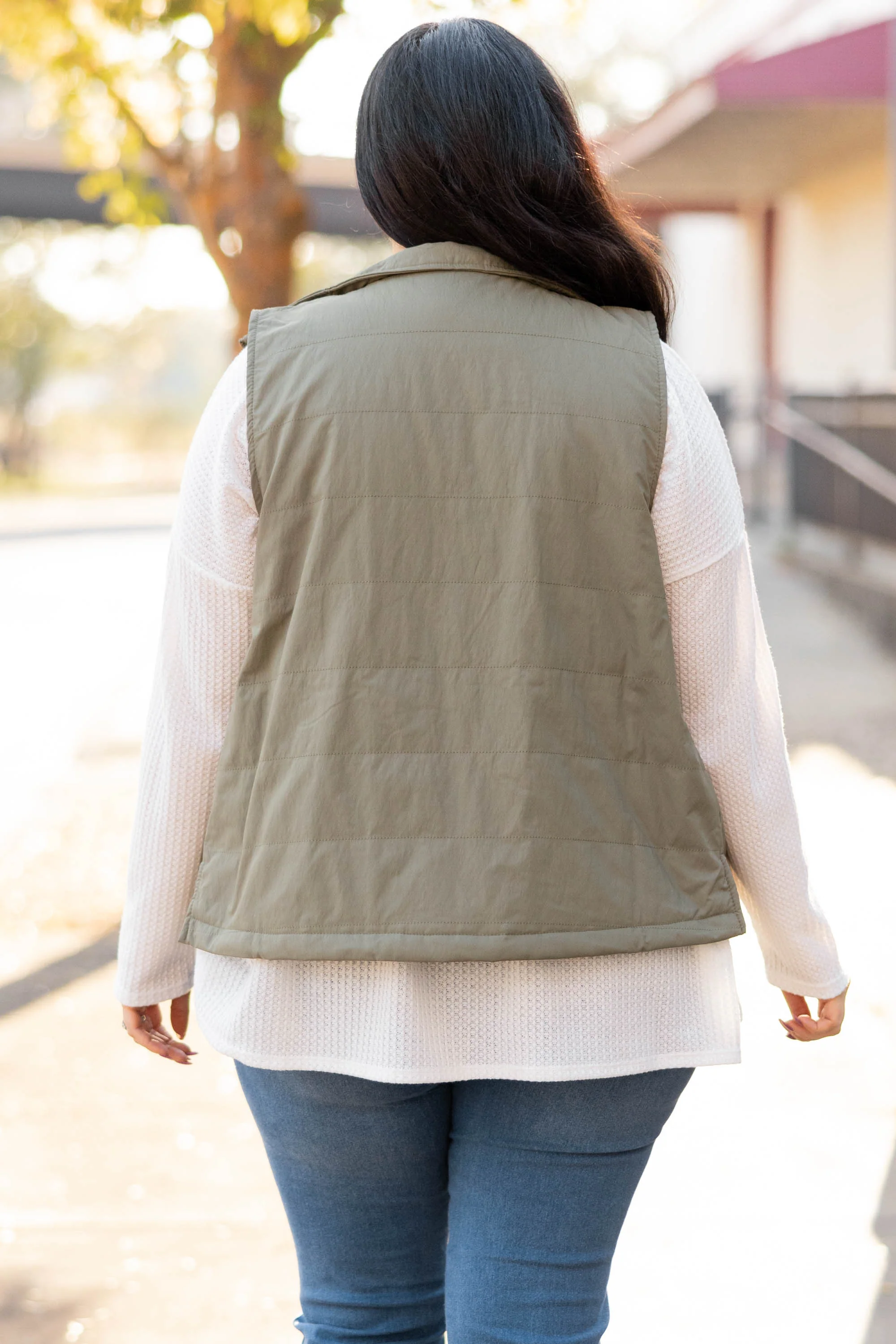 Shut Them Down Vest, Light Olive - Giverhouse