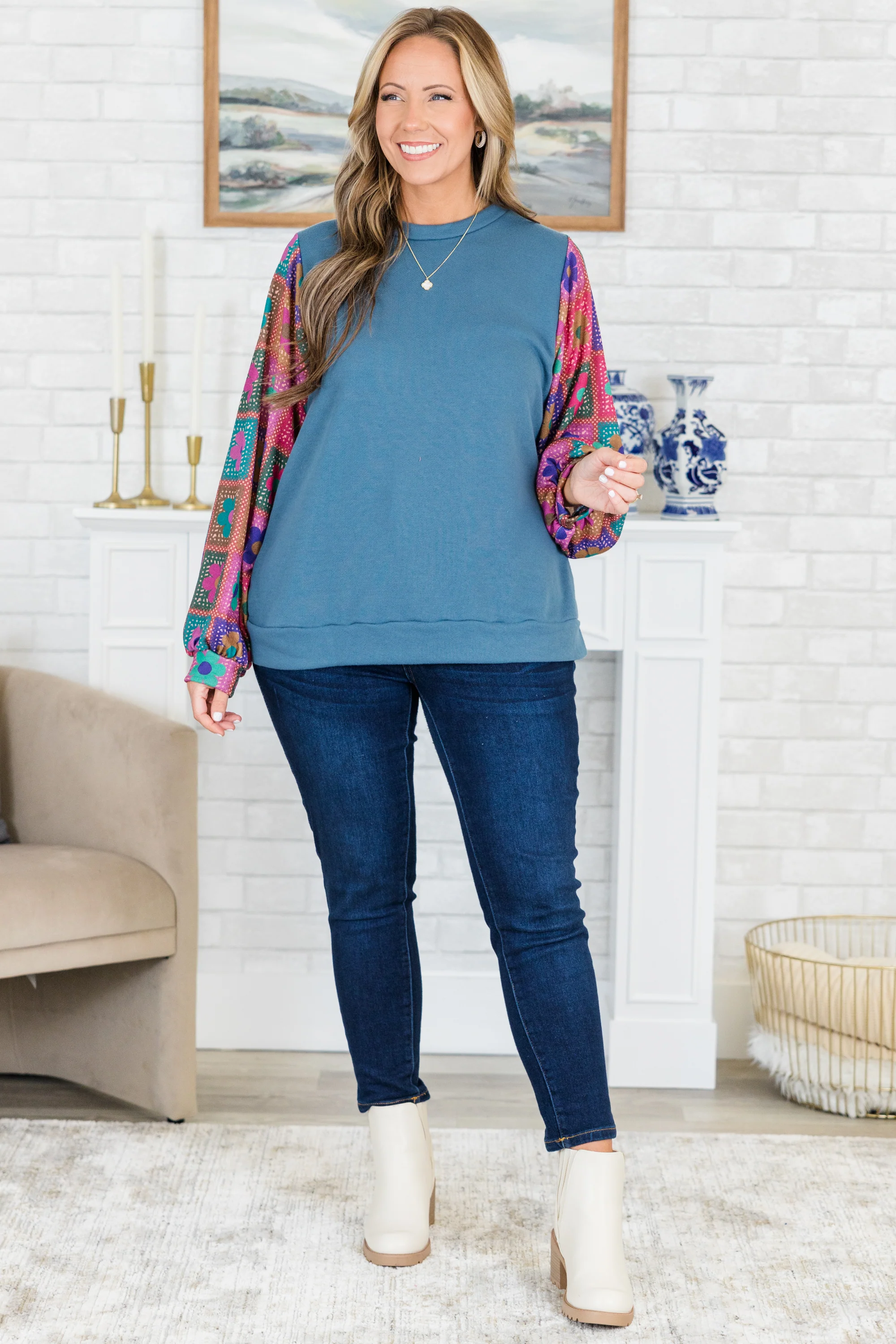 I'll Think About It Top, Slate Blue - Giverhouse