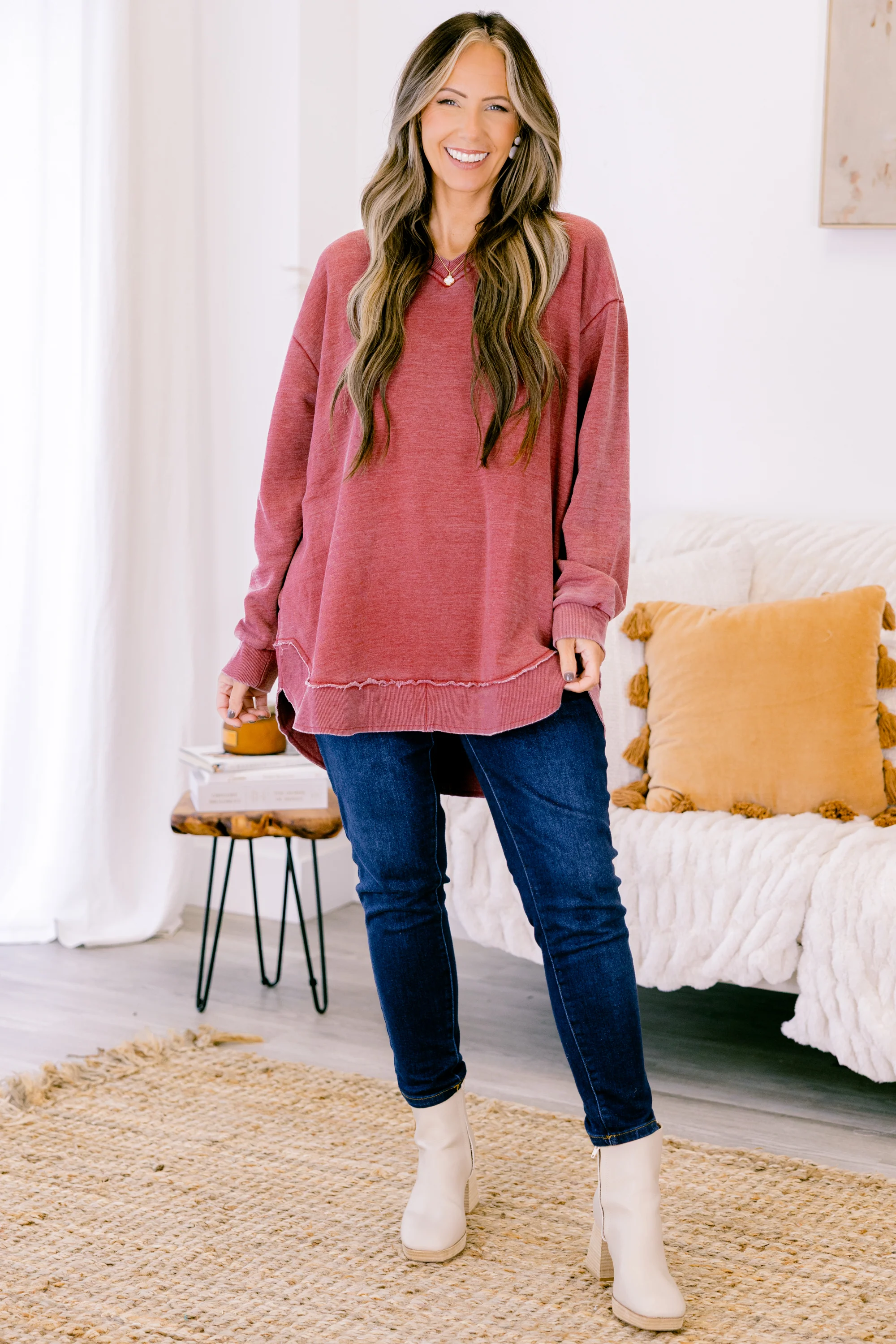 Warm Embrace Pullover, Wine Red - Giverhouse