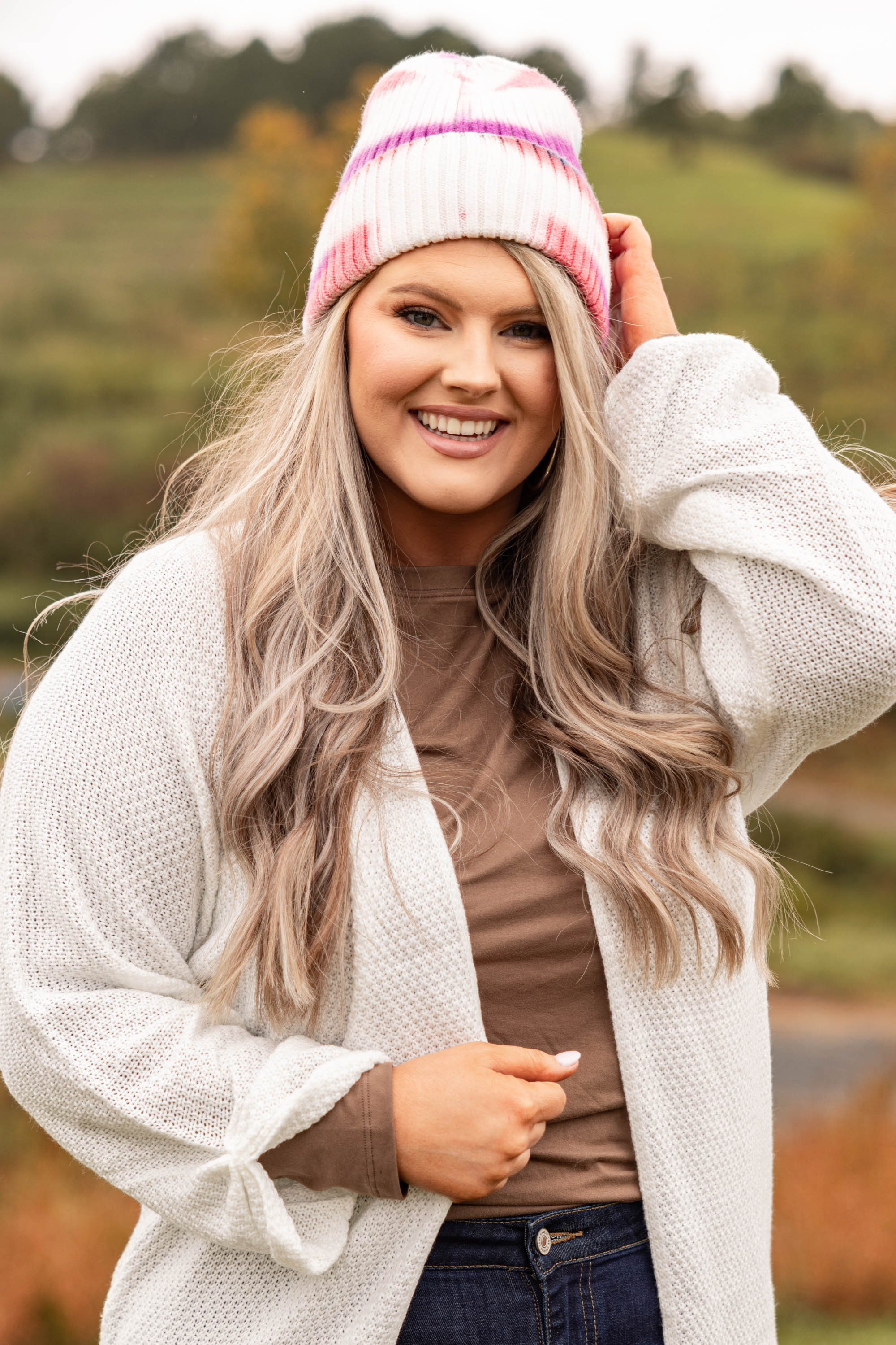 Painted In Color Beanie, Pink/Blue - Giverhouse