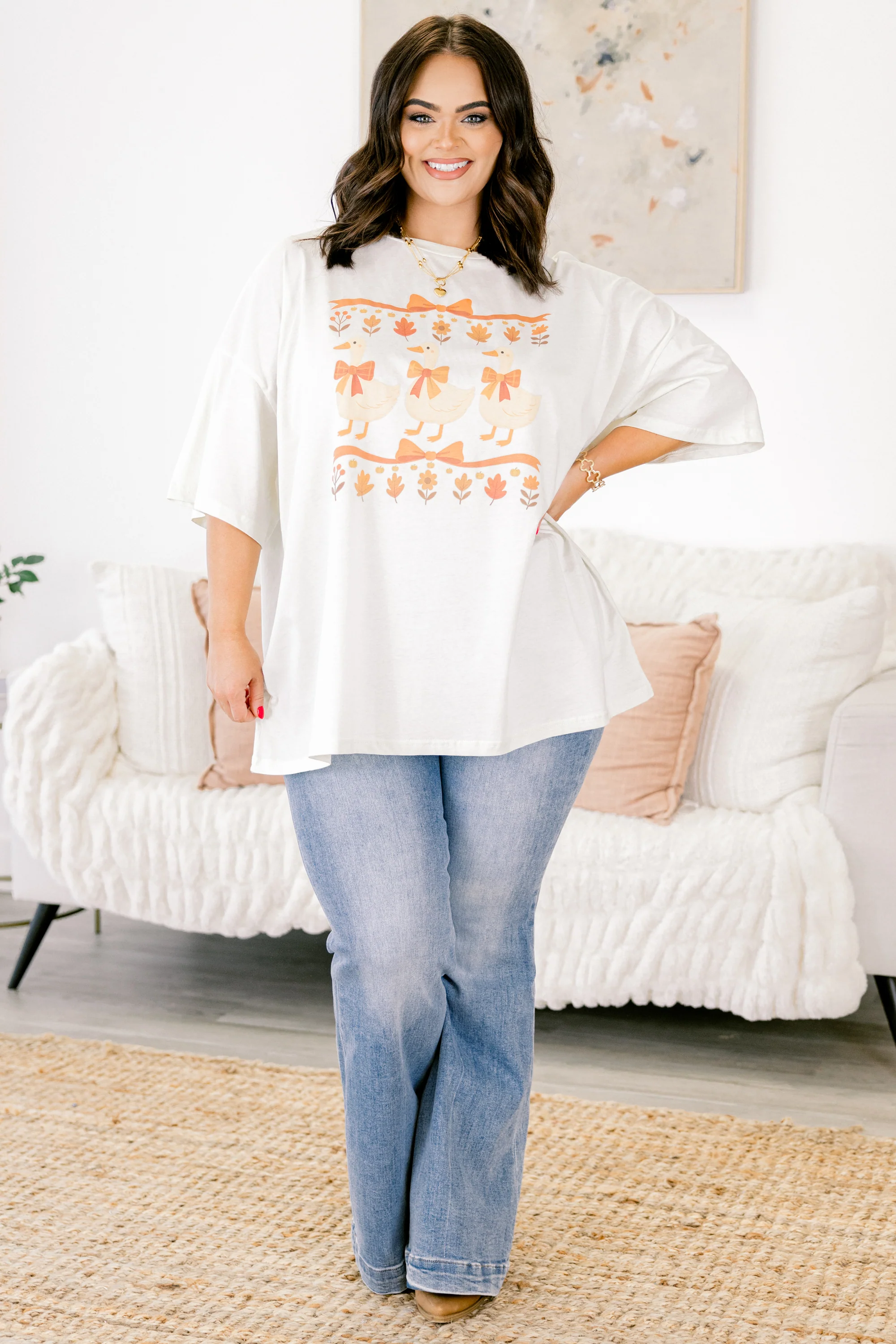 Mother Goose Boyfriend Tee, Ivory - Giverhouse