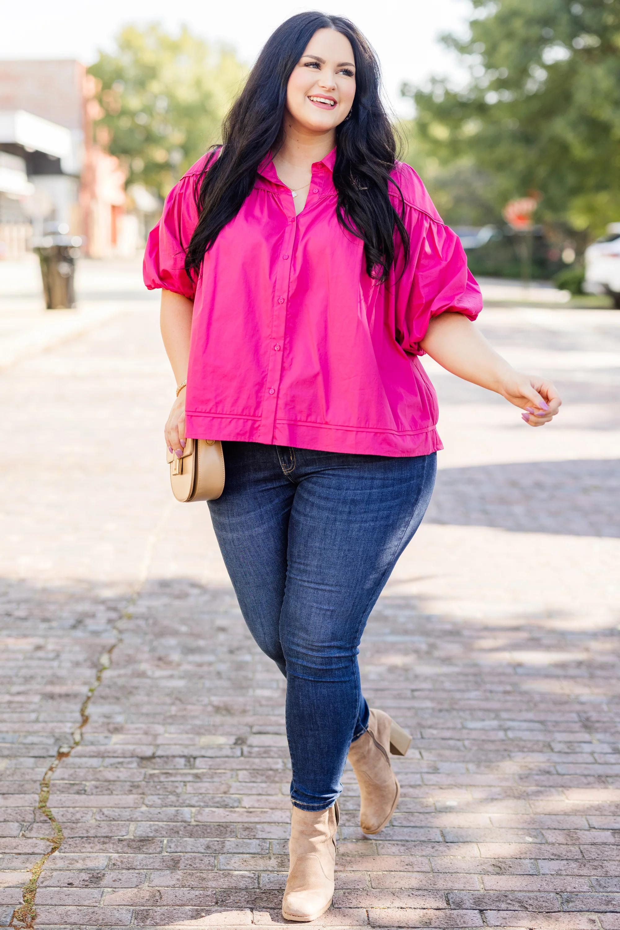 Love Is All Around Blouse, Magenta - Giverhouse