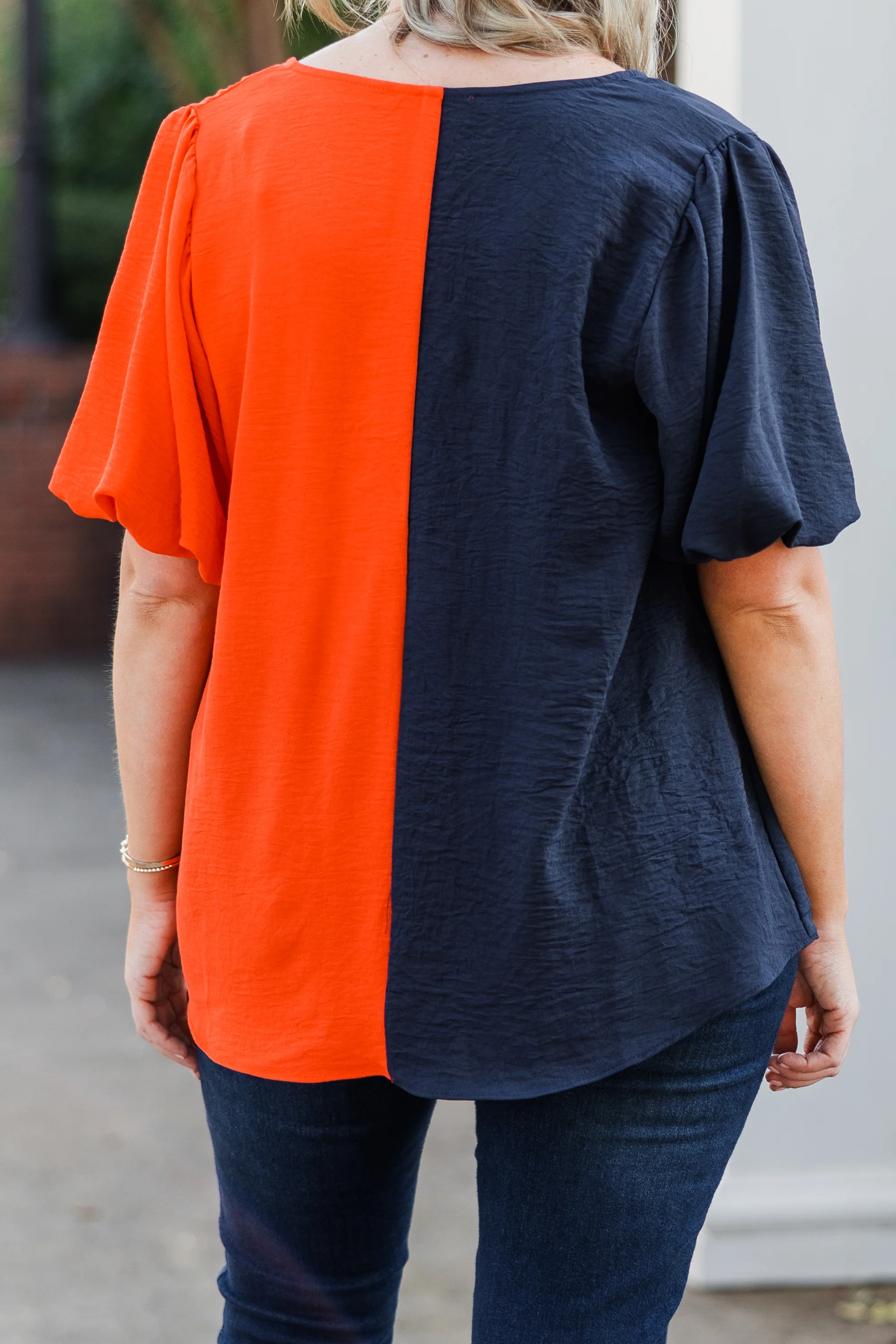 Sideline Sweetheart Top, Navy-Orange - Giverhouse