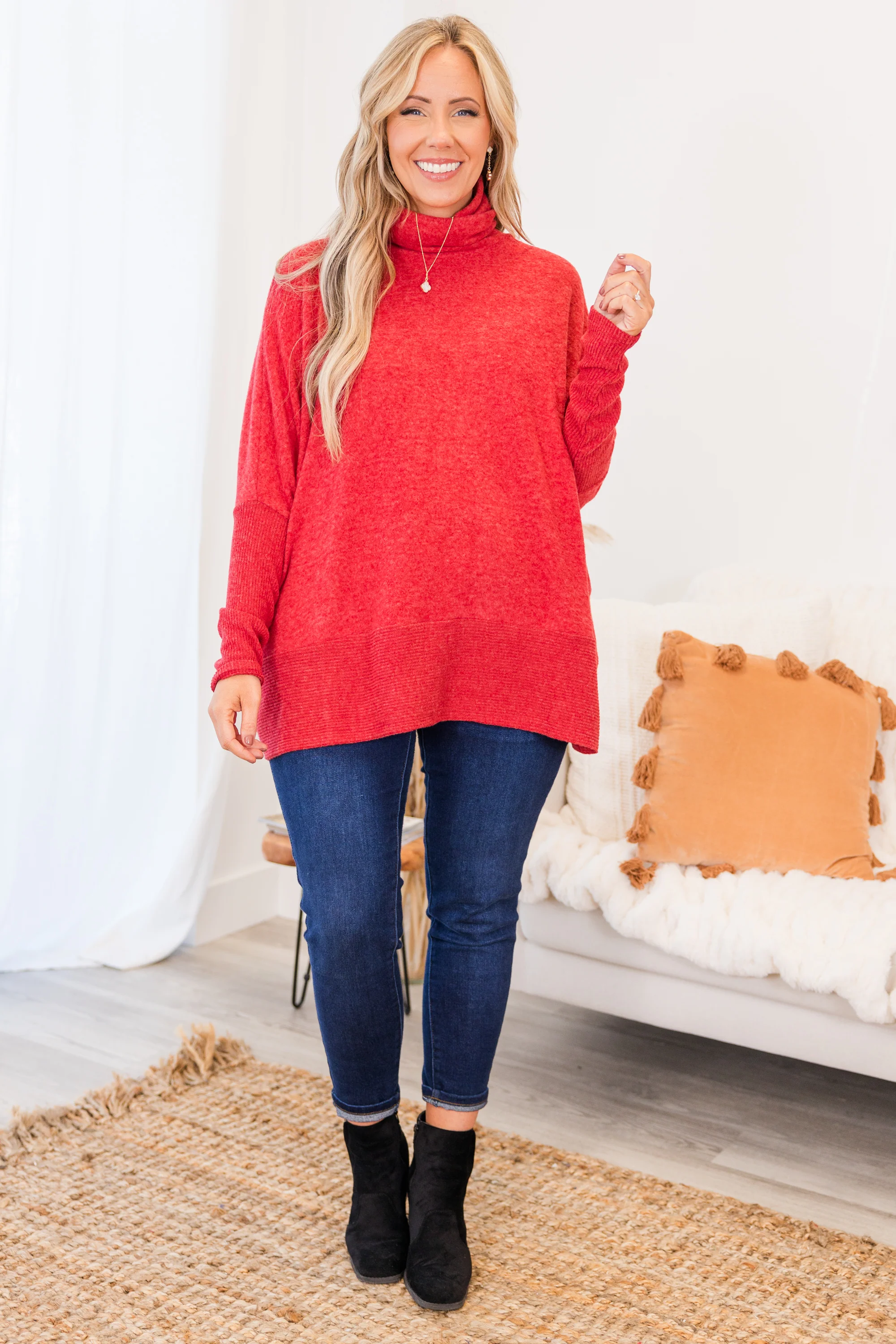 Mind Made Up On You Sweater, Dark Red - Giverhouse