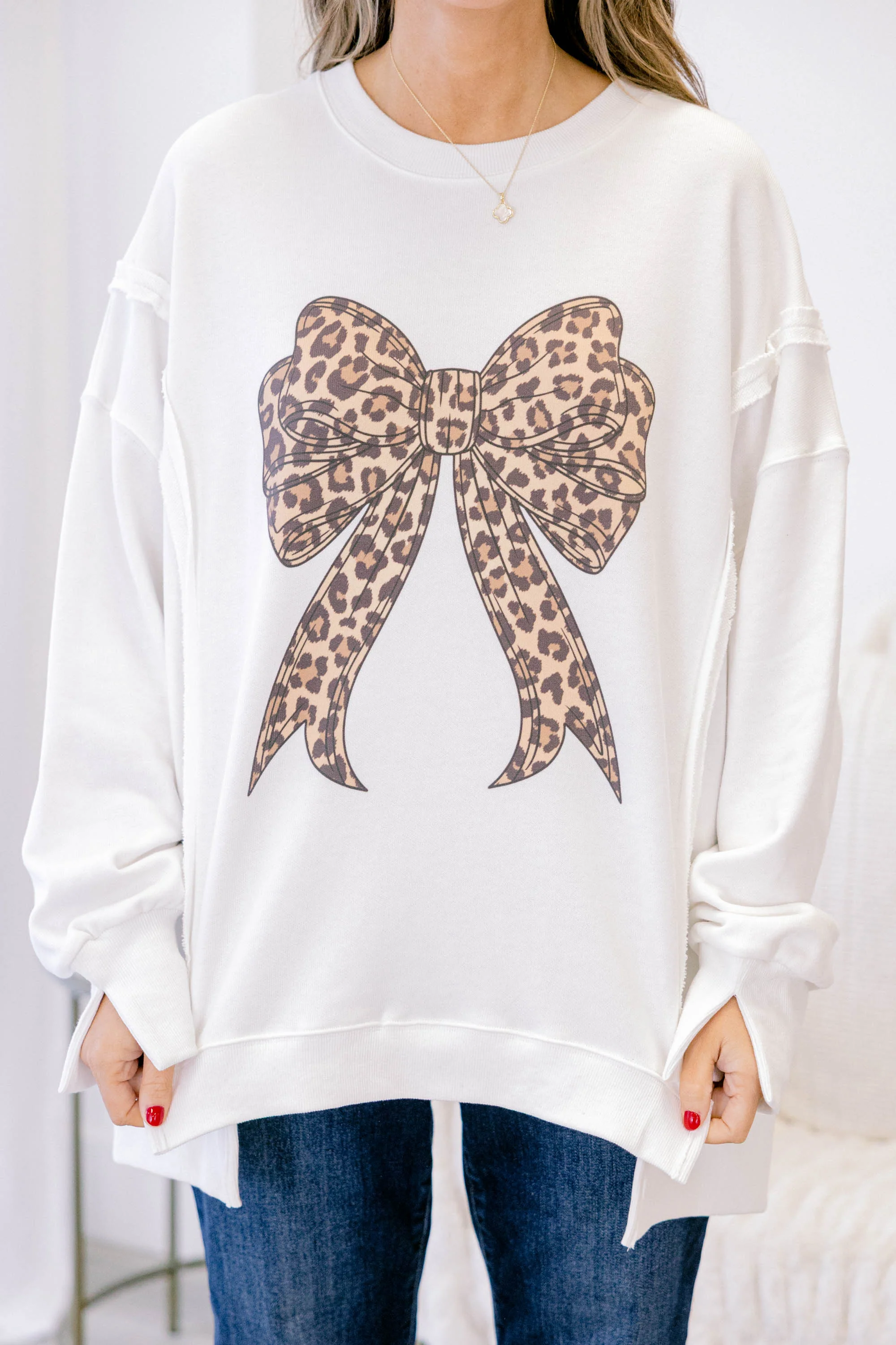 Leopard Girl Comfy Crew, Ivory - Giverhouse