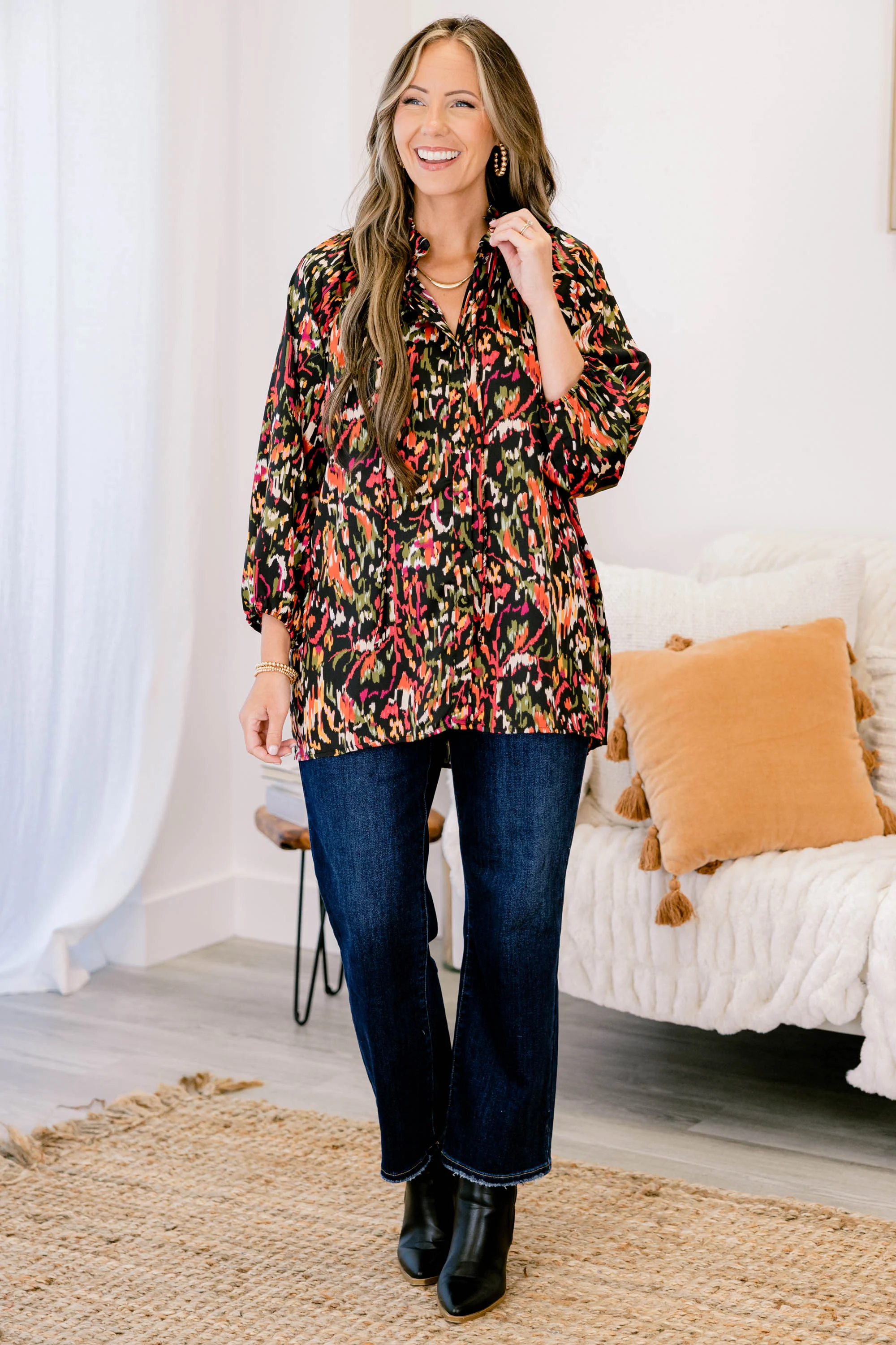 All In Due Time Top, Black Multi - Giverhouse