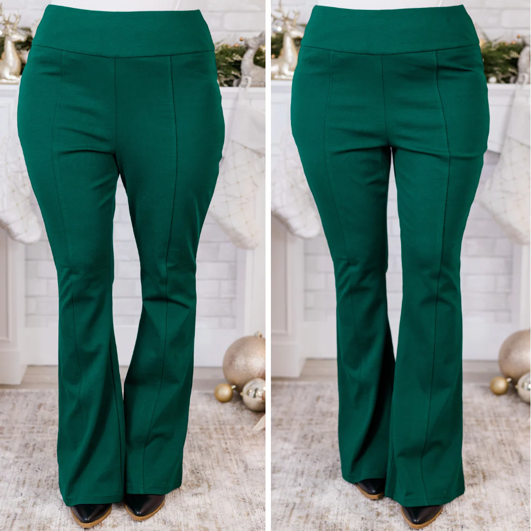 Deep Dive Flare Pants, Hunter Green - Giverhouse