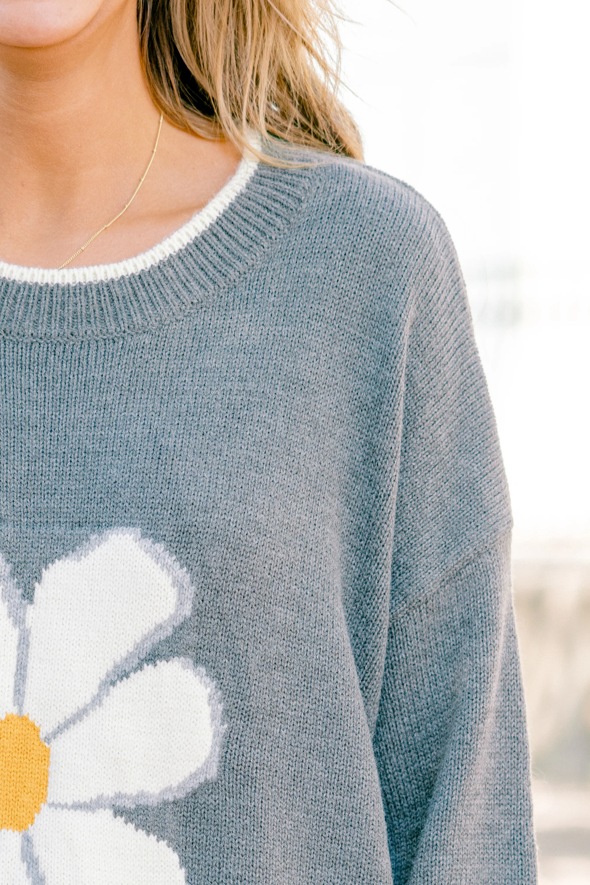 Daisy Fresh Sweater, Gray - Giverhouse