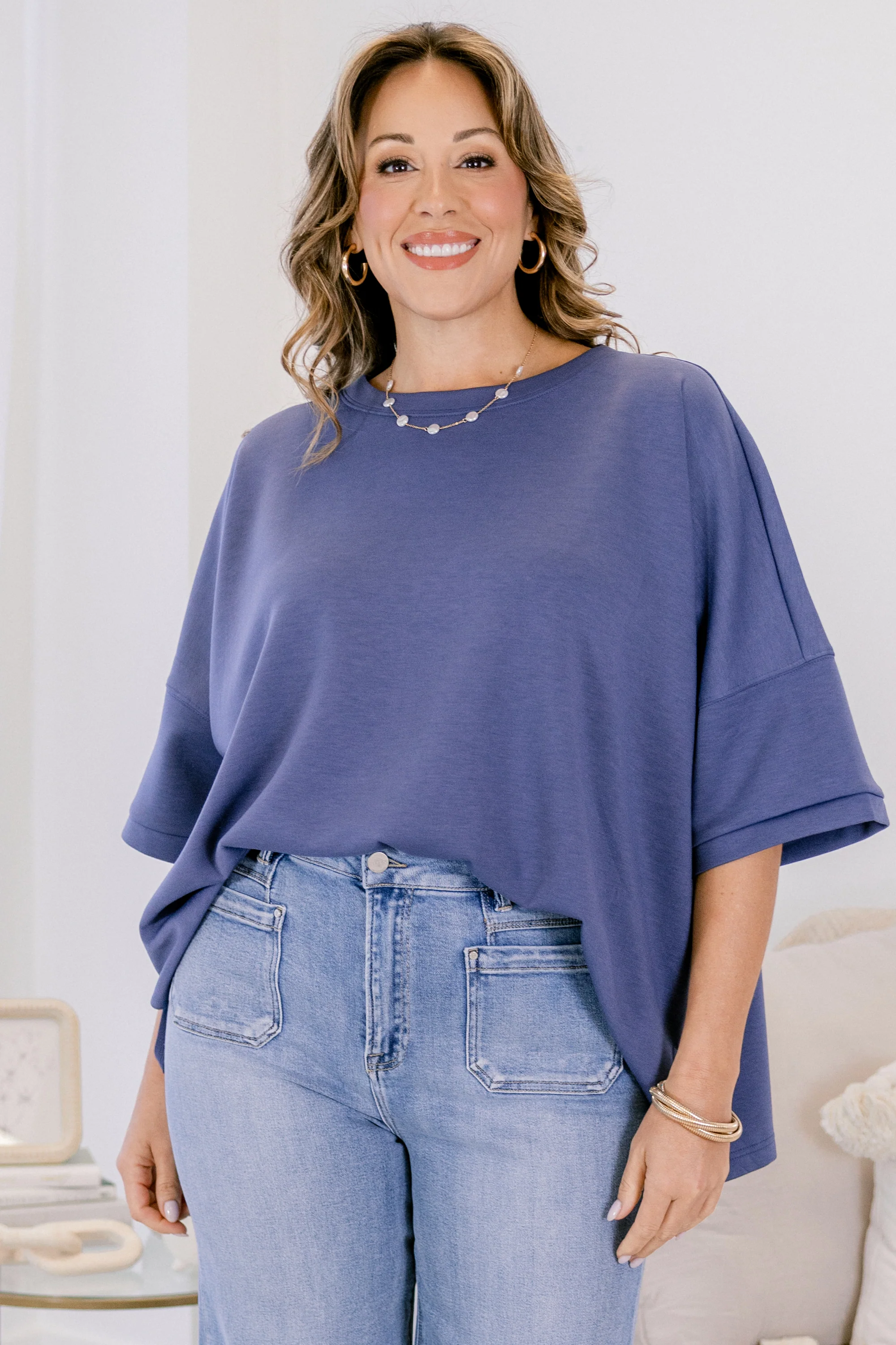 Comfortable Charm Top, Blue Indigo - Giverhouse