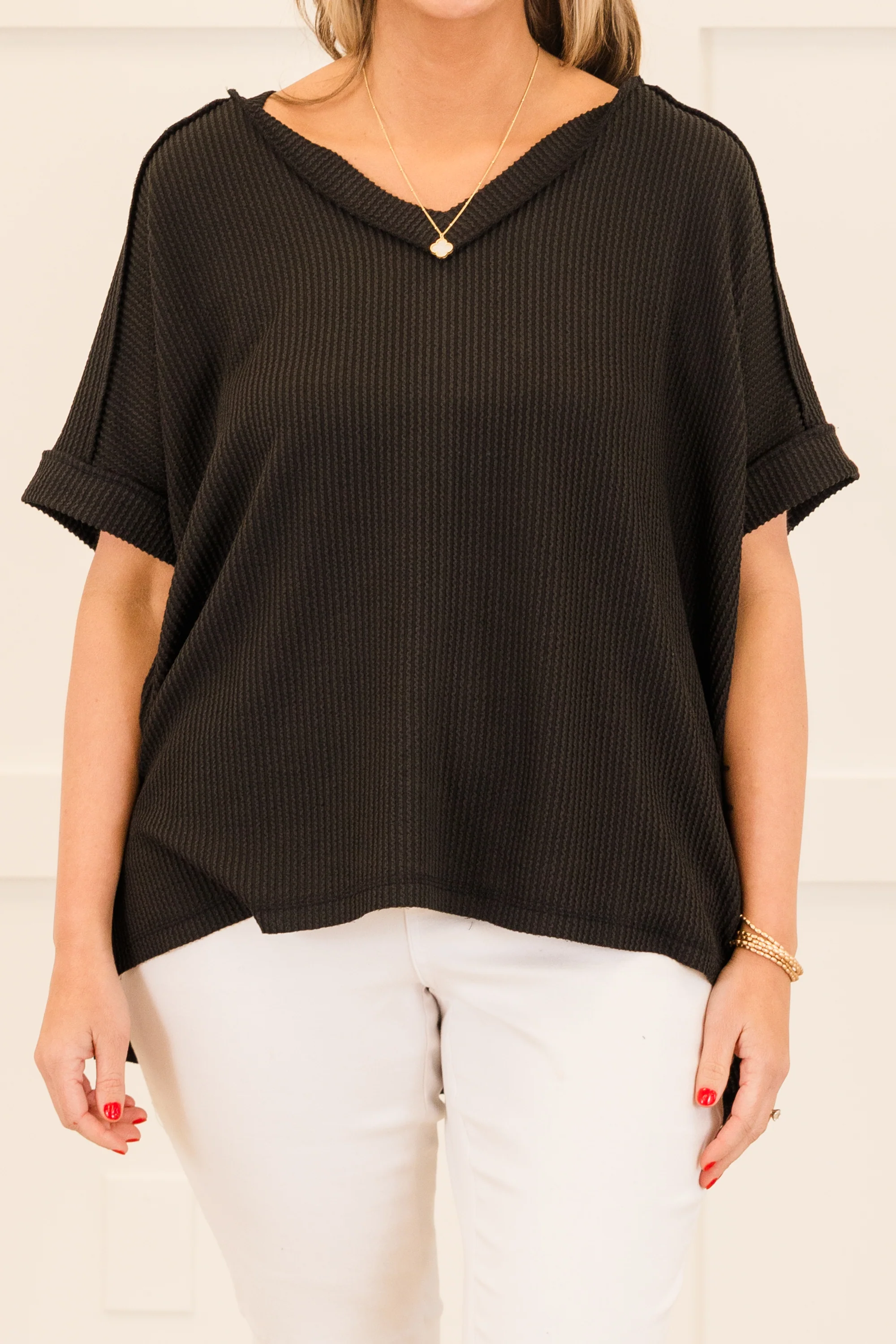 Knit Me Up Top, Black - Giverhouse