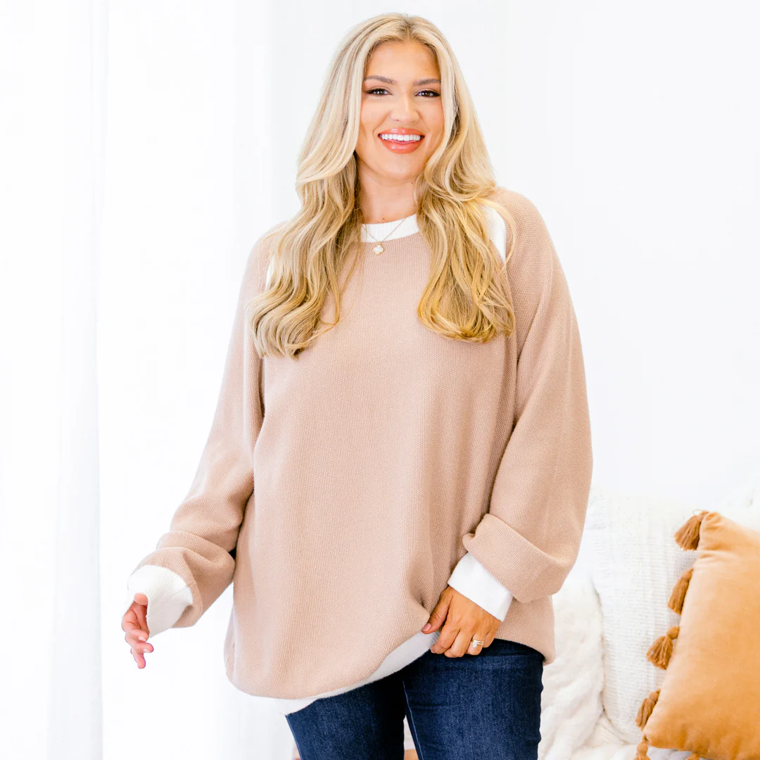 Be Here Now Sweater, Taupe - Giverhouse