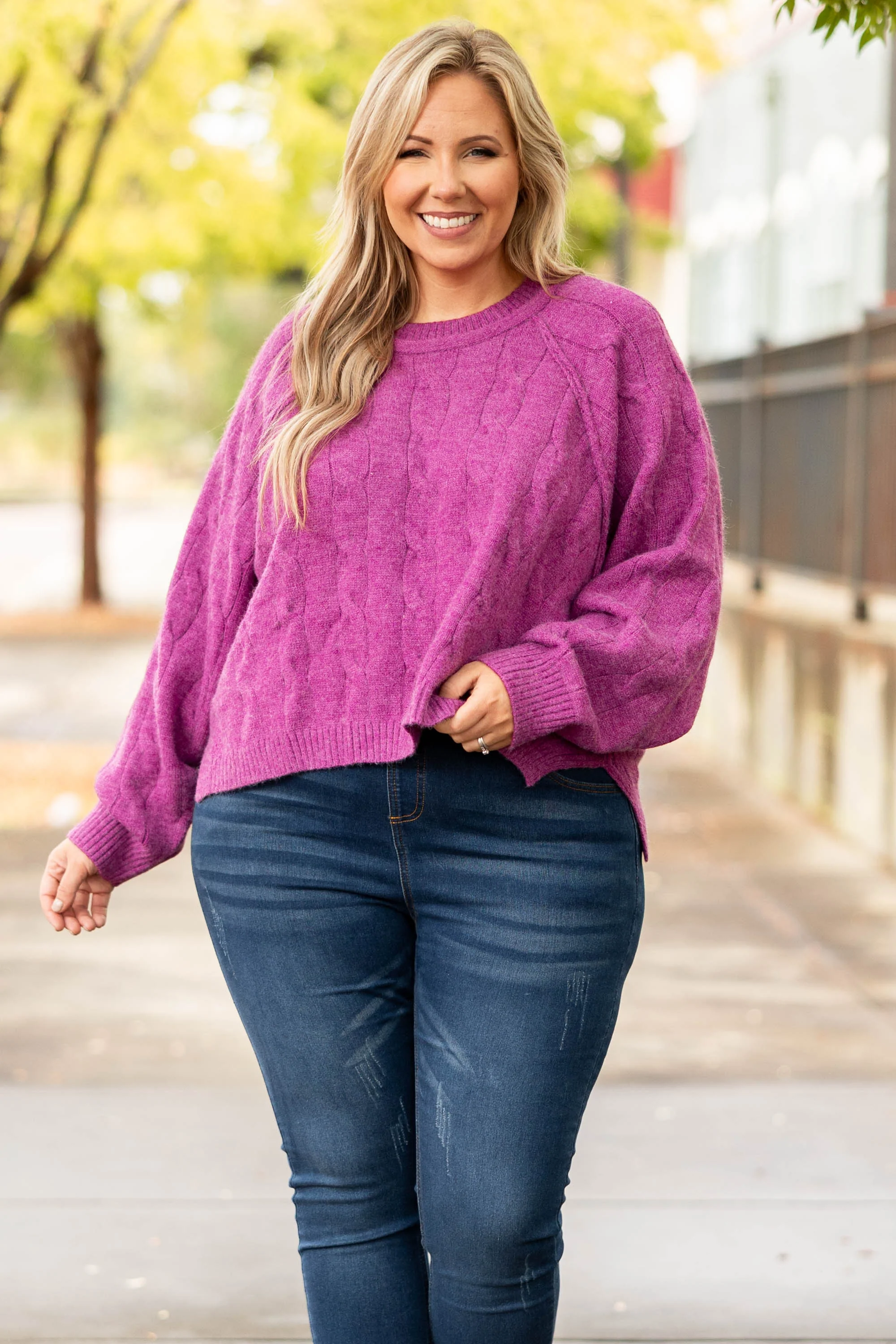 A Loving Heart Sweater, Magenta - Giverhouse