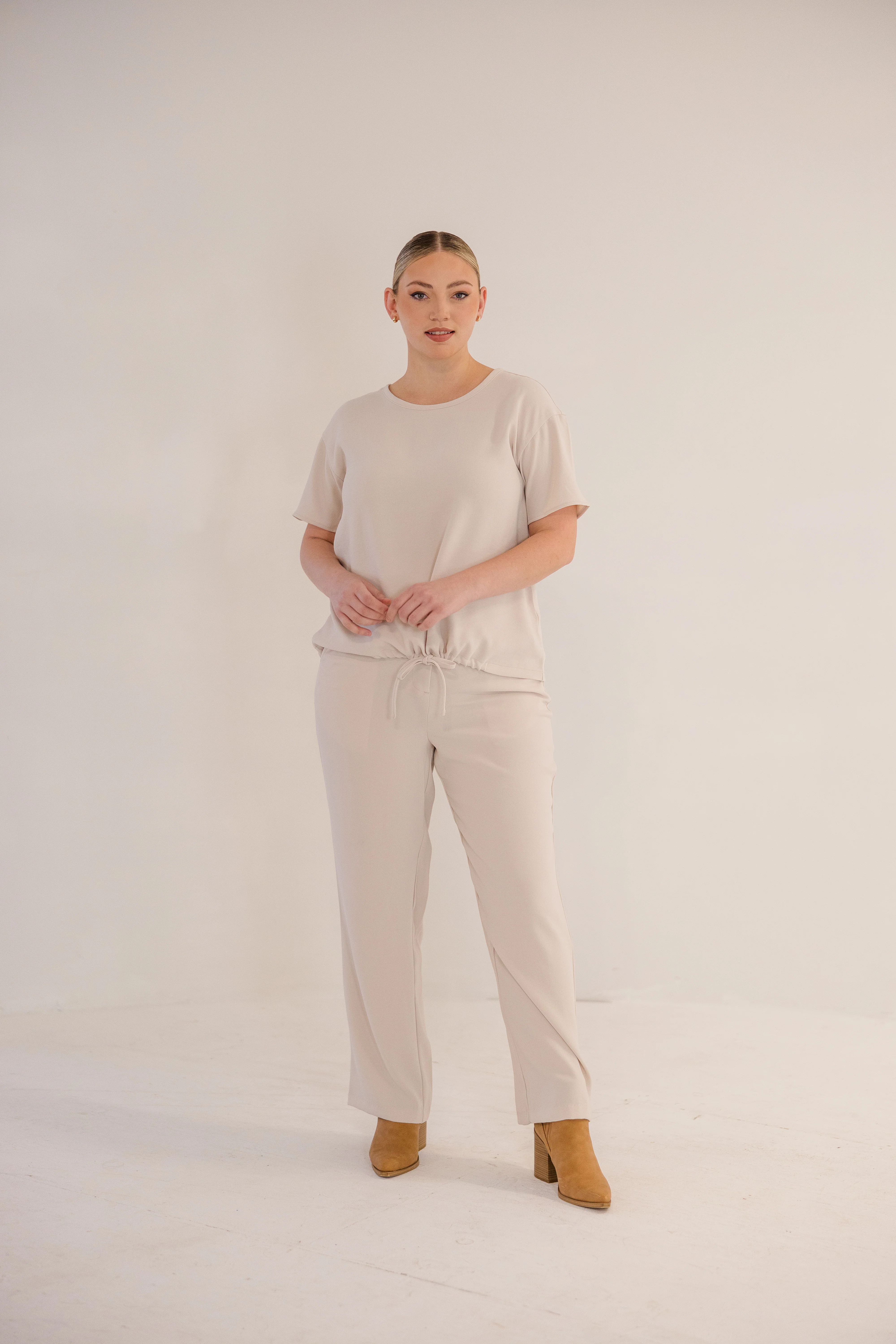 Lena Straight Leg Pant, Stone - Giverhouse