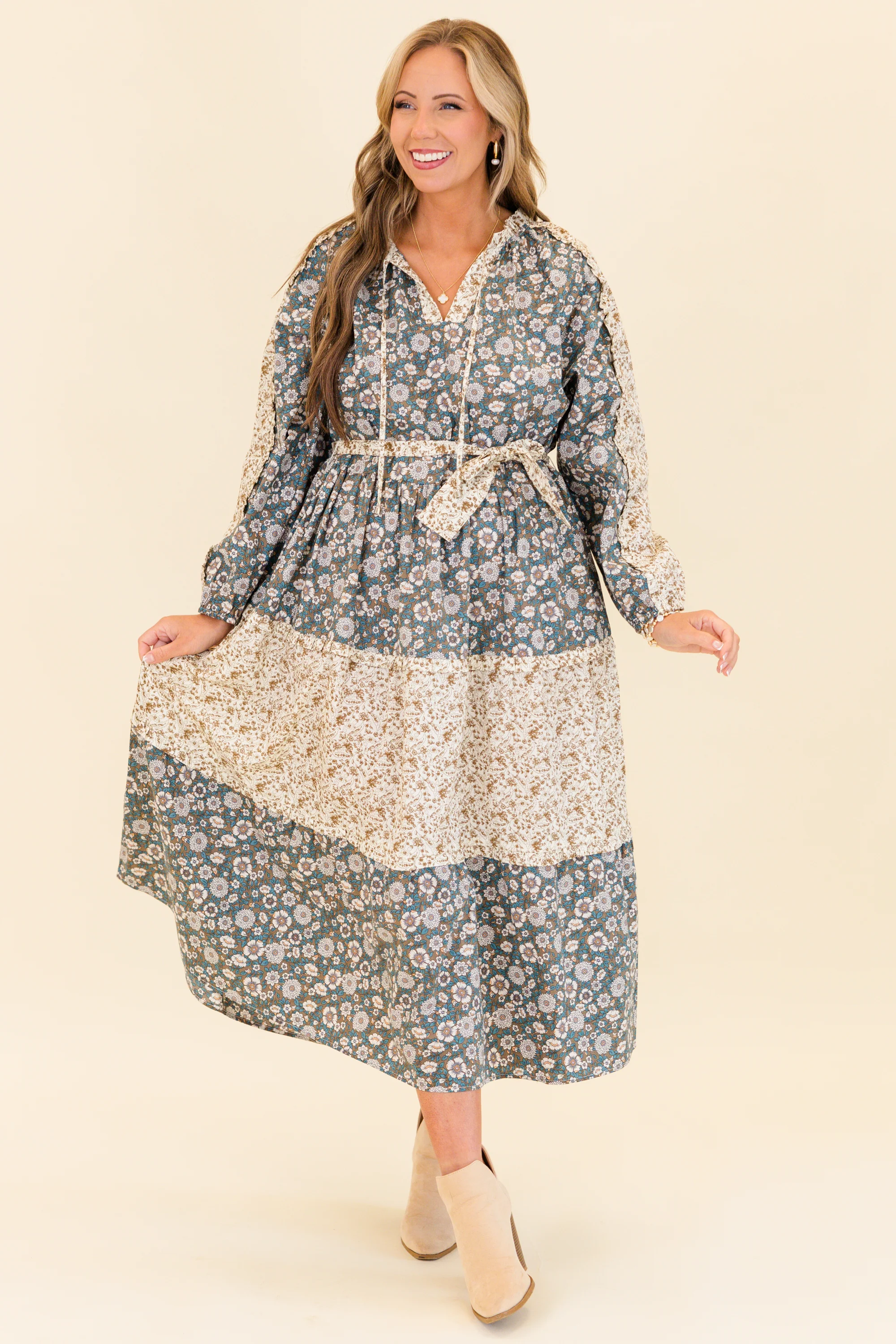 Runway With Me Maxi Dress, Olive Multi - Giverhouse