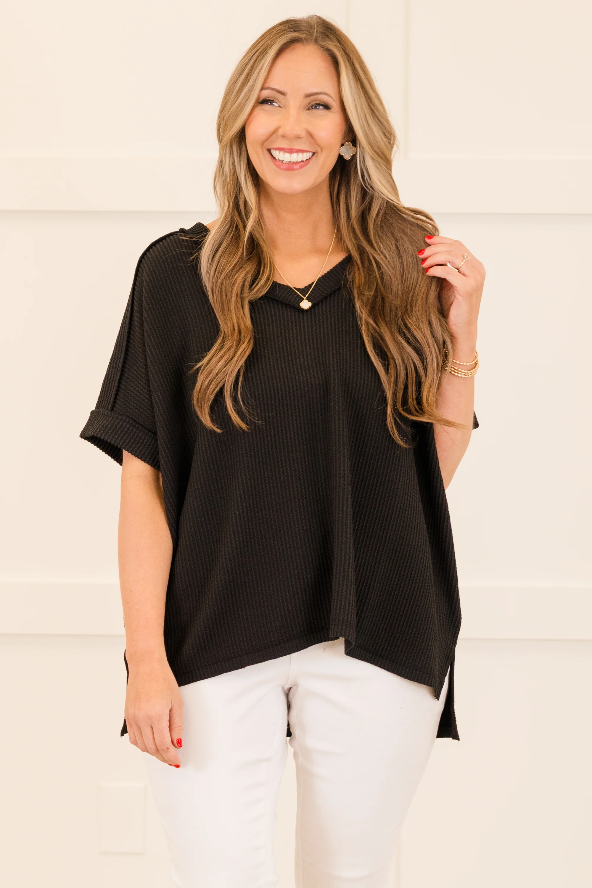 Knit Me Up Top, Black - Giverhouse