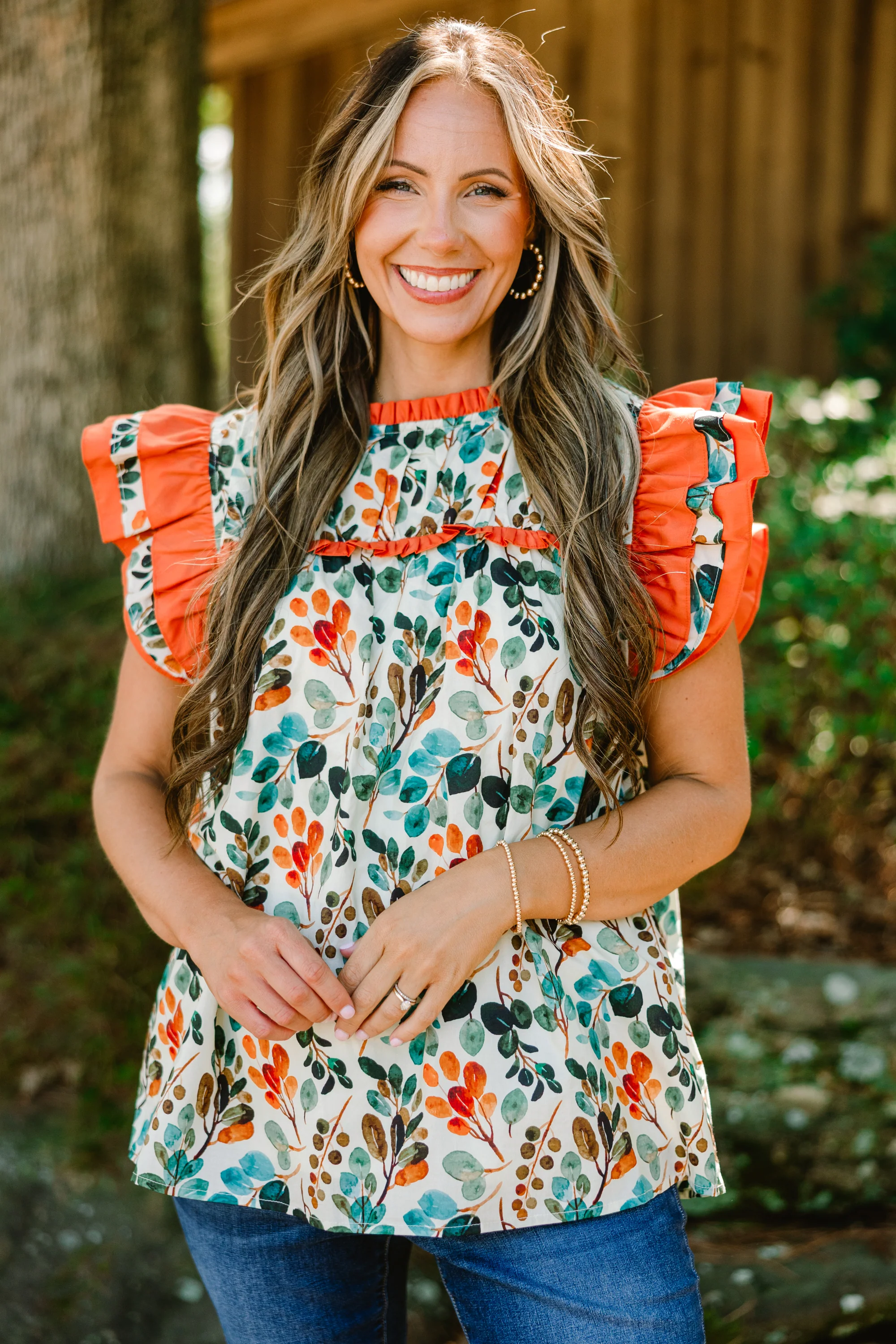 Daisy Dreams Top, Orange Floral - Giverhouse