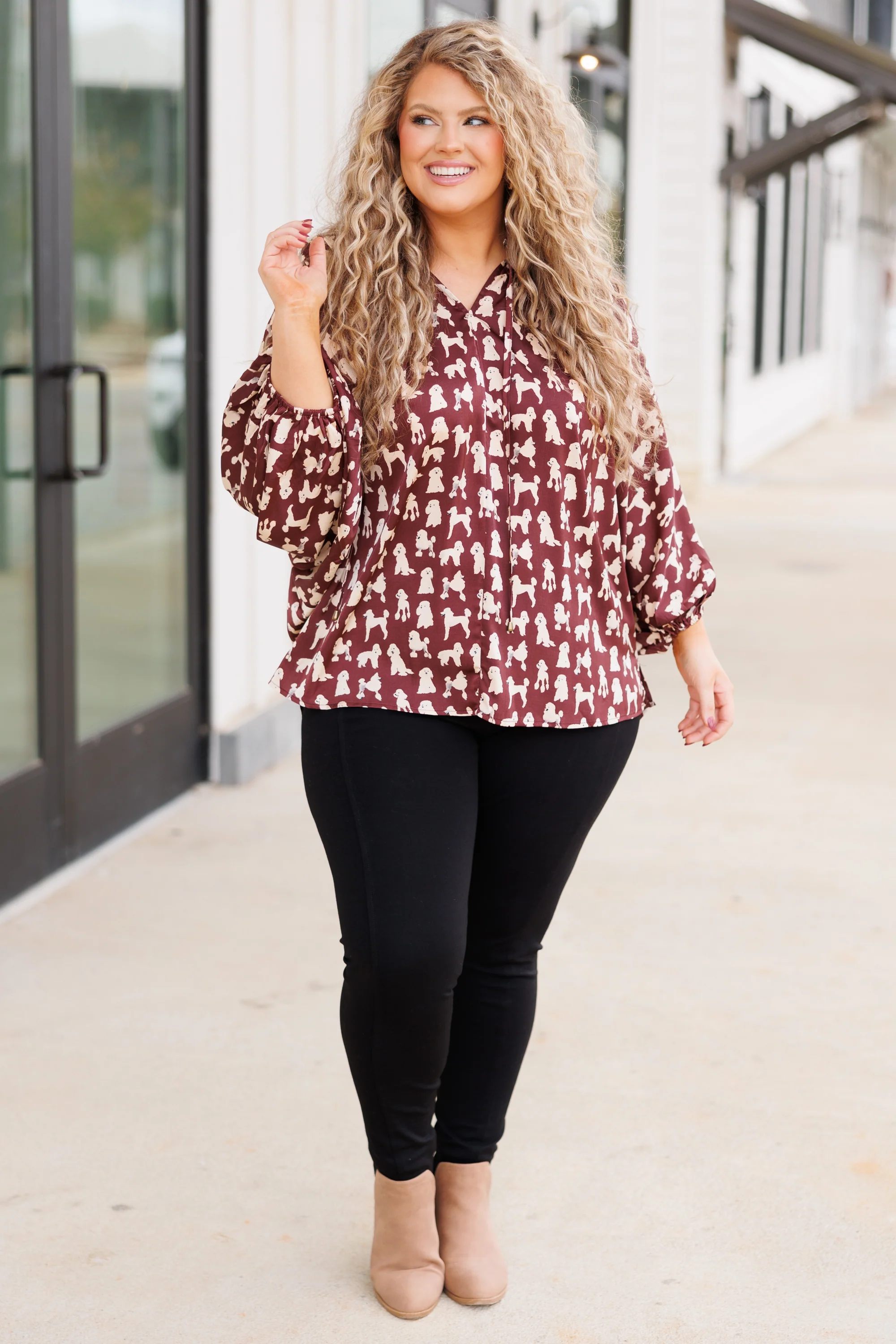 Coffee & Puppies Top, Brown - Giverhouse