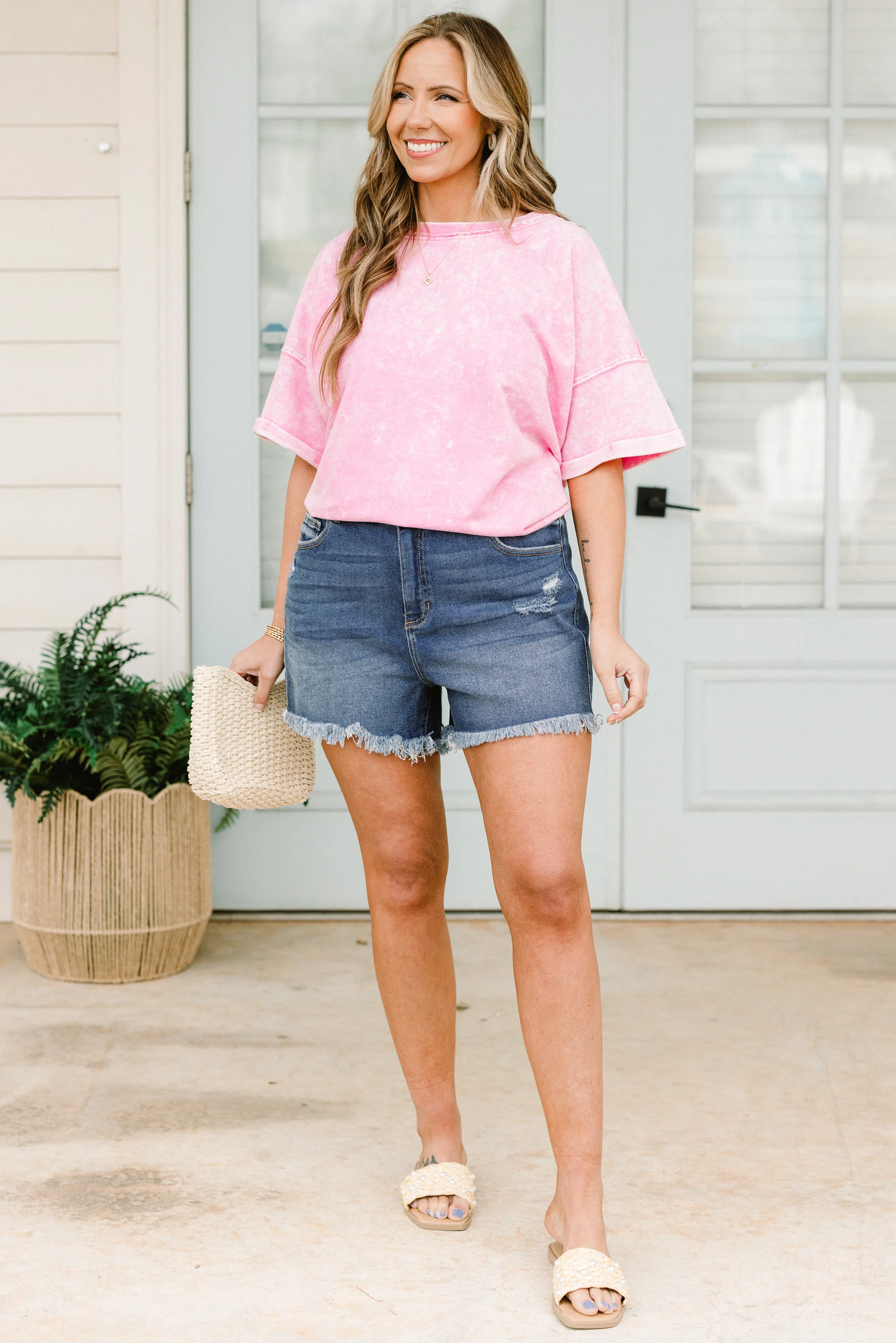 Can You Rock With Me Shorts, Dark Wash - Giverhouse