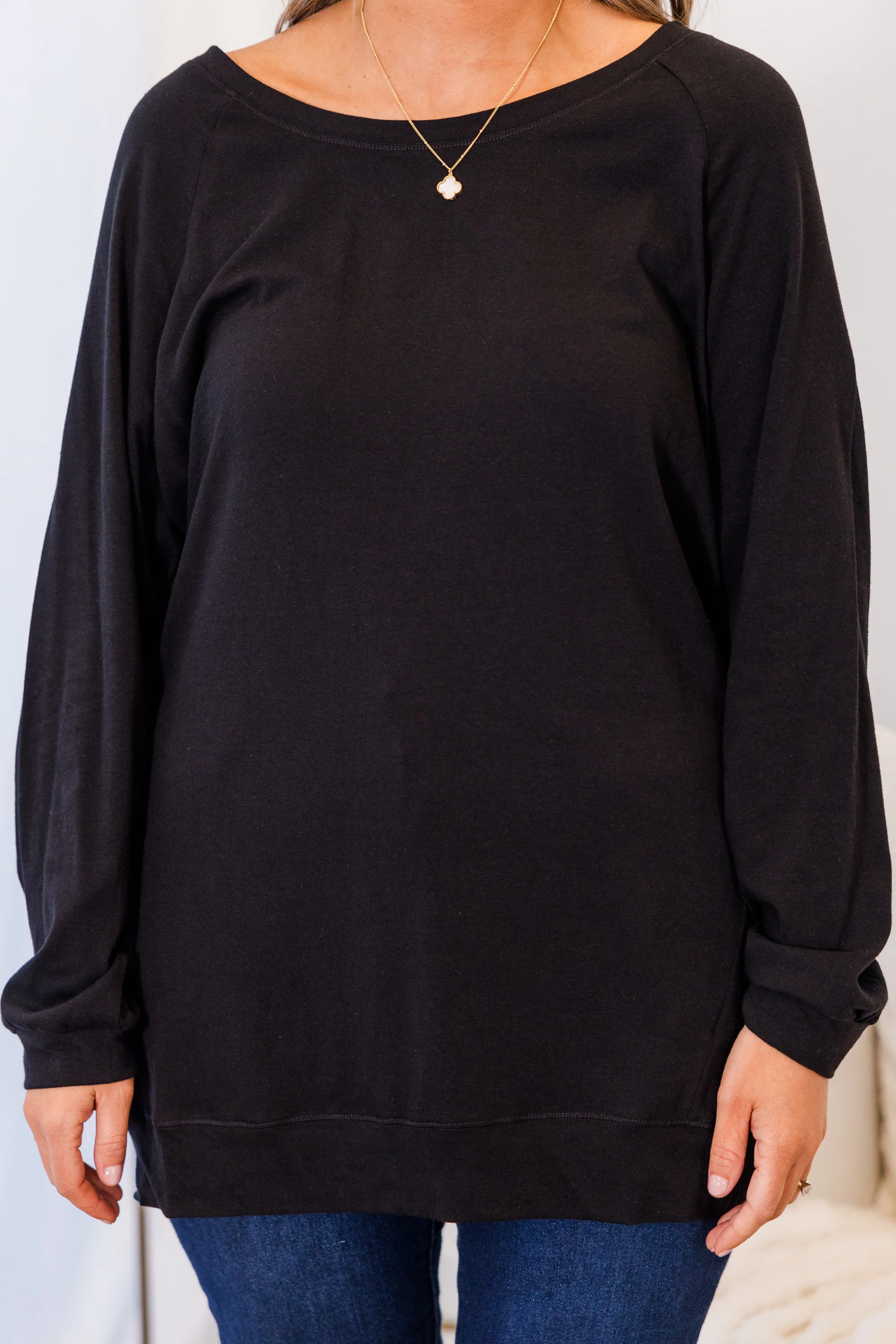 Slouchy Dolman Tunic Long Sleeve, Black - Giverhouse