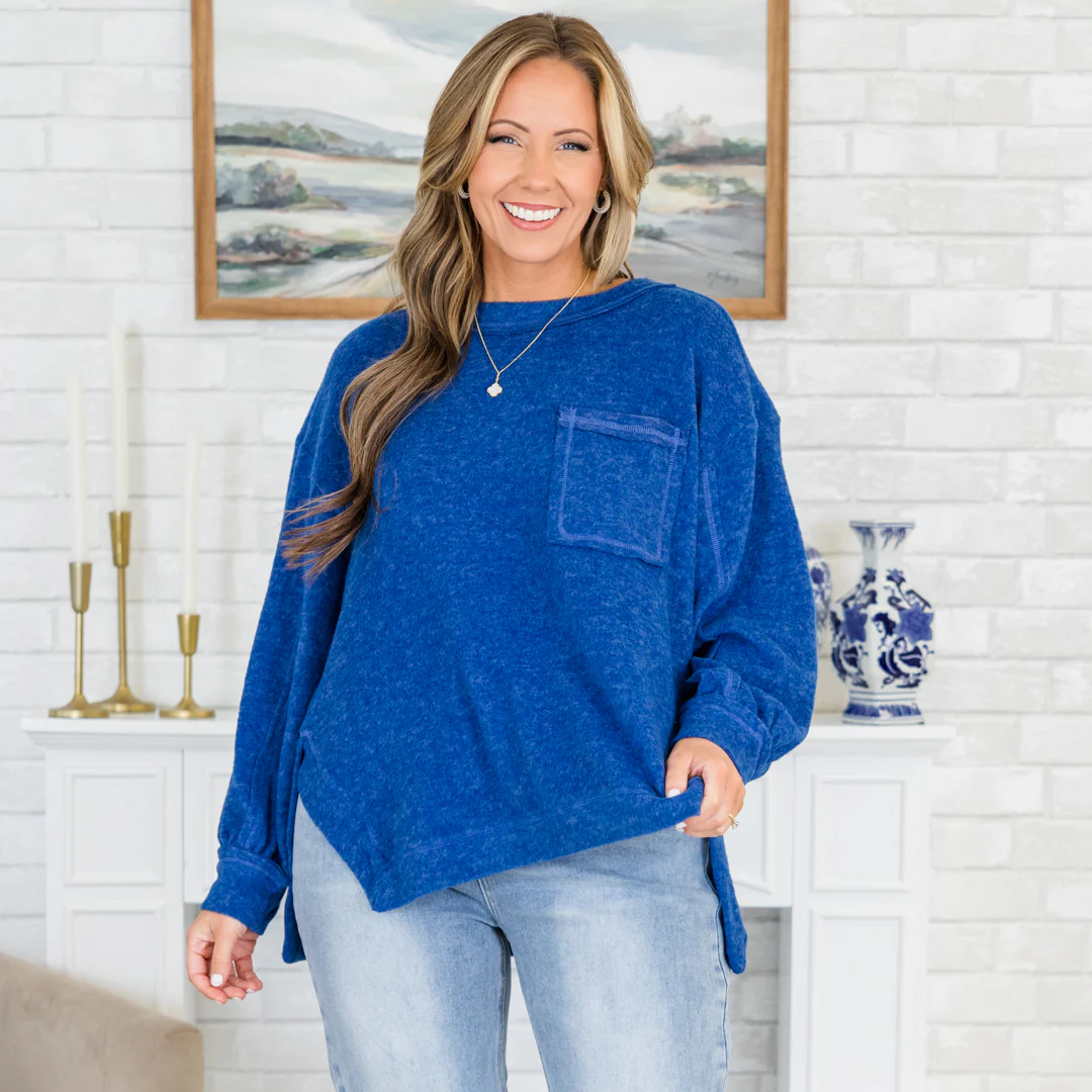 I'm Here For It Top, Light Navy - Giverhouse