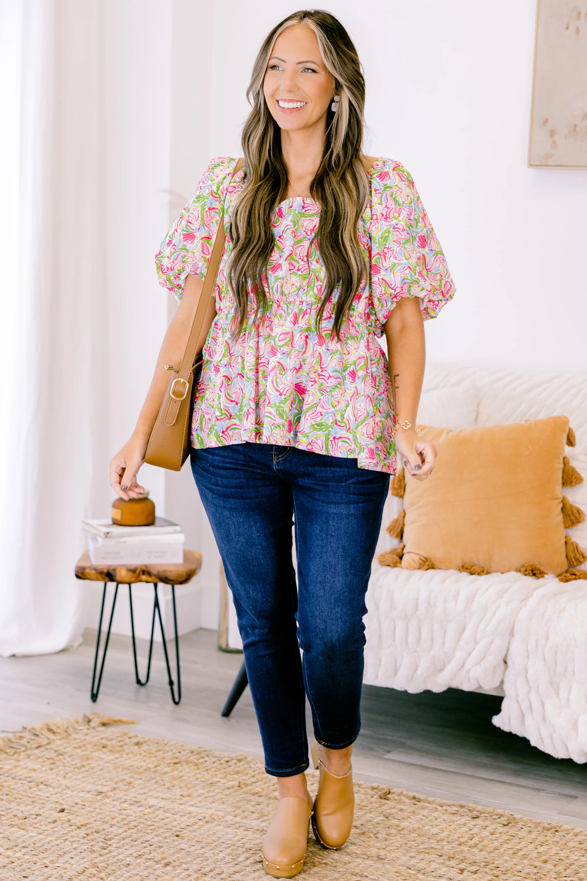 Spring Romance Top, Pink Abstract - Giverhouse