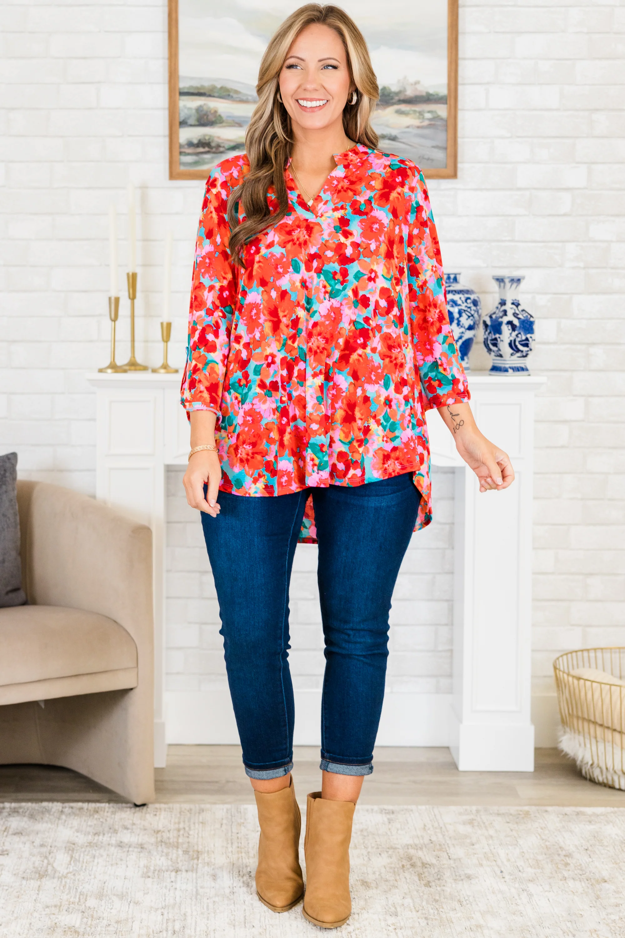 Tropical Berry Sorbet Top, Red Multi - Giverhouse
