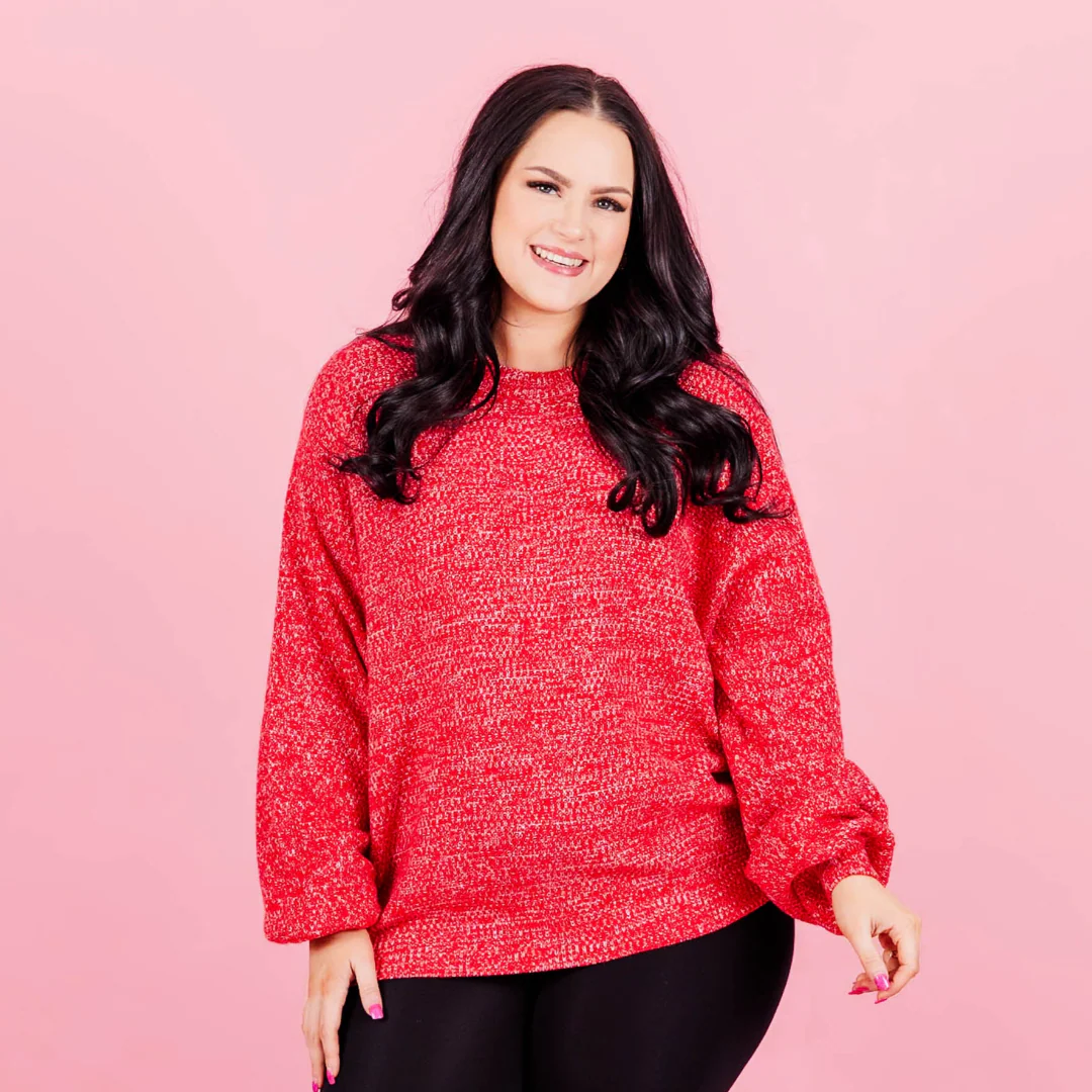 Cozy Bubble Sleeve Sweater, Ruby - Giverhouse