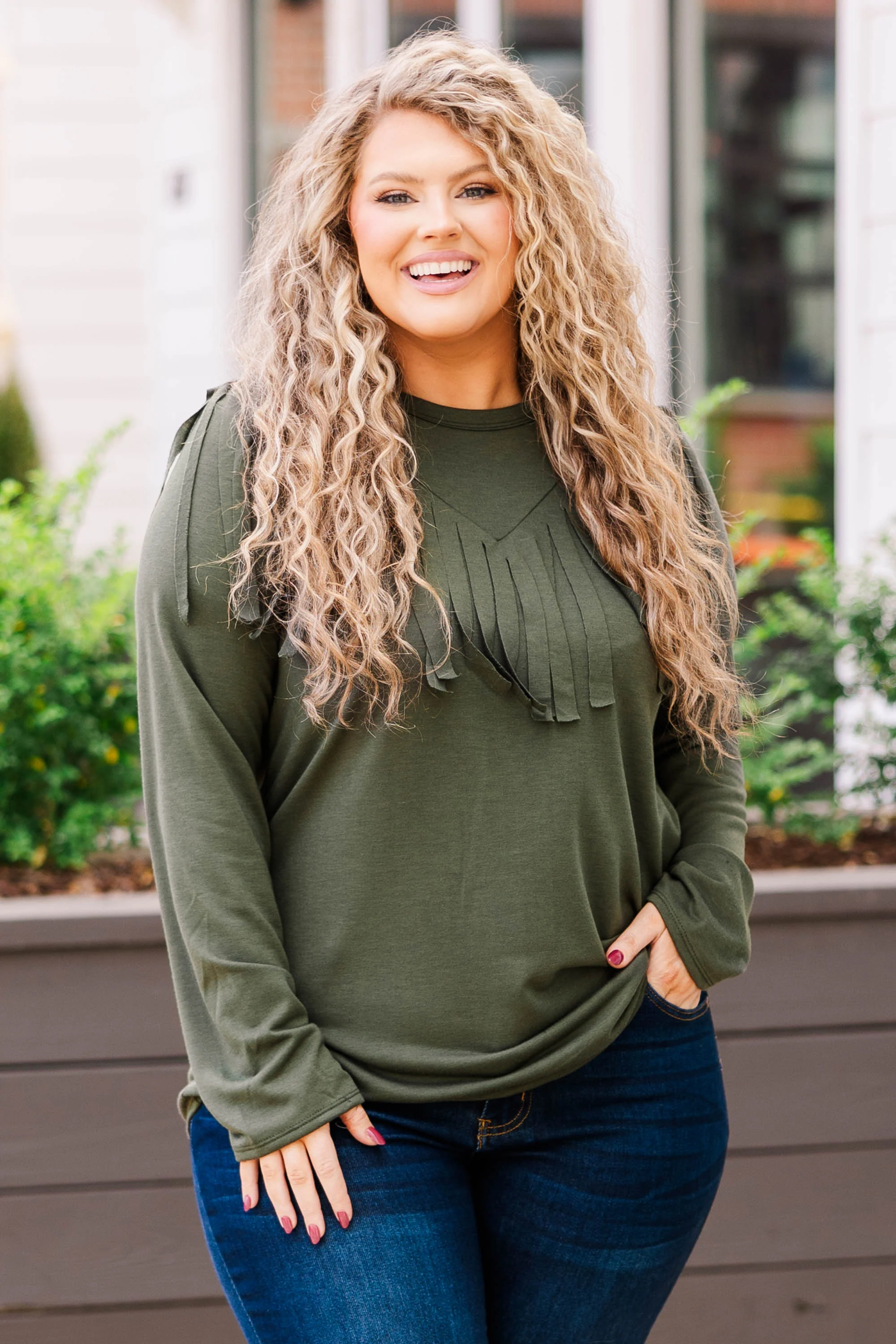 Evening Shadows Top, Olive - Giverhouse