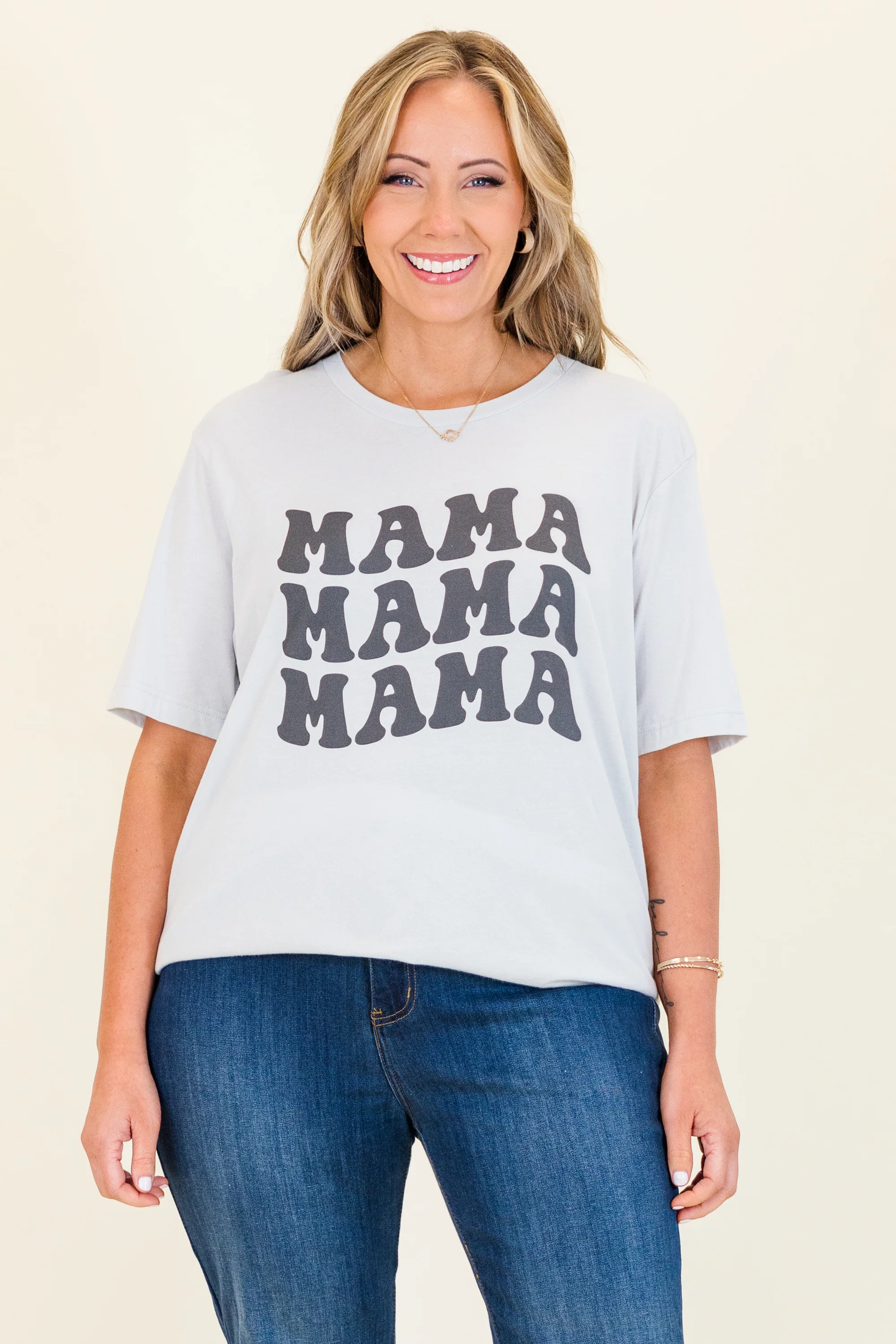 Mama Mama Mama Tee, Silver - Giverhouse