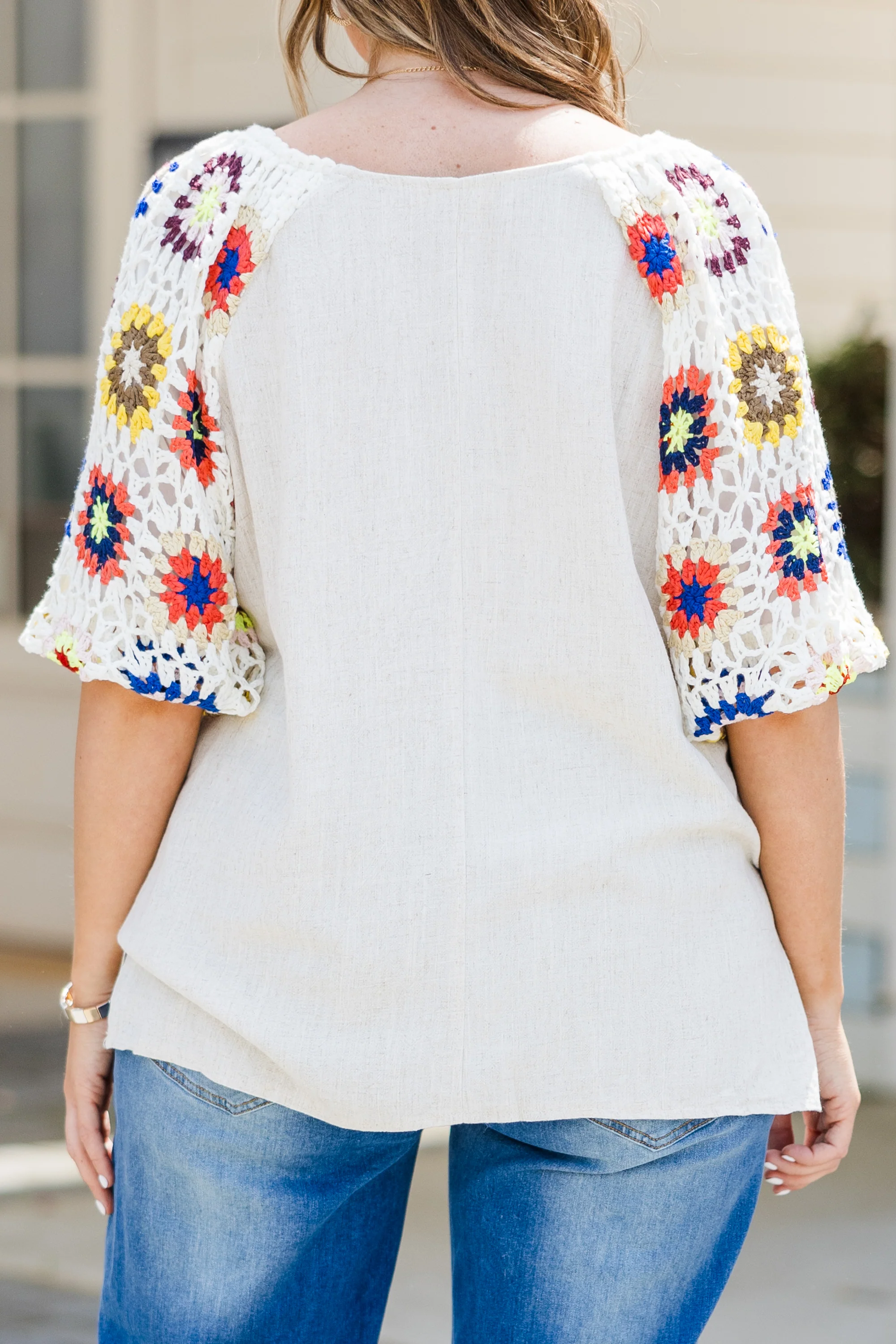 Peace Is All Mine Top, Oatmeal - Giverhouse