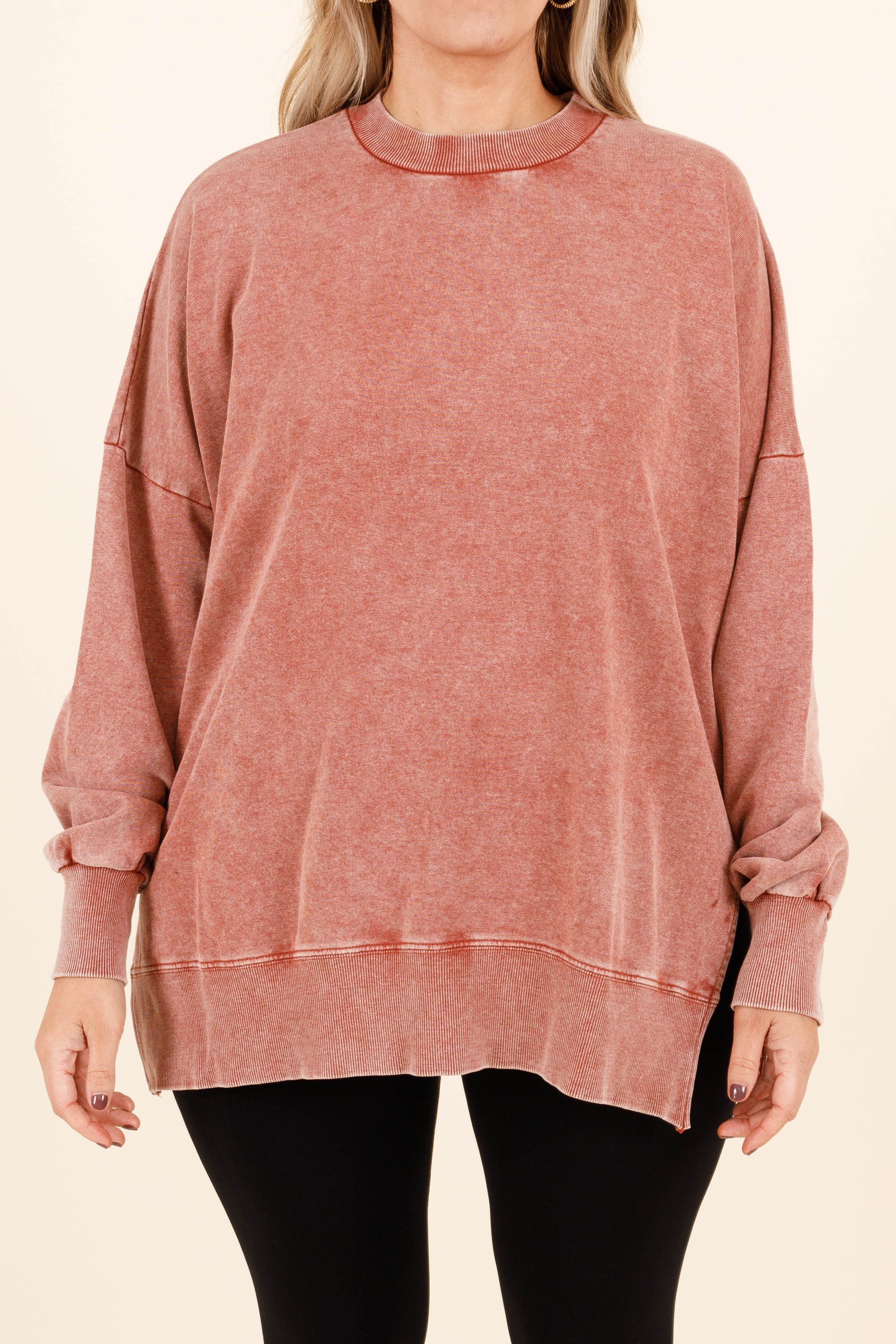 Cozy Crewneck Pullover, Rust - Giverhouse