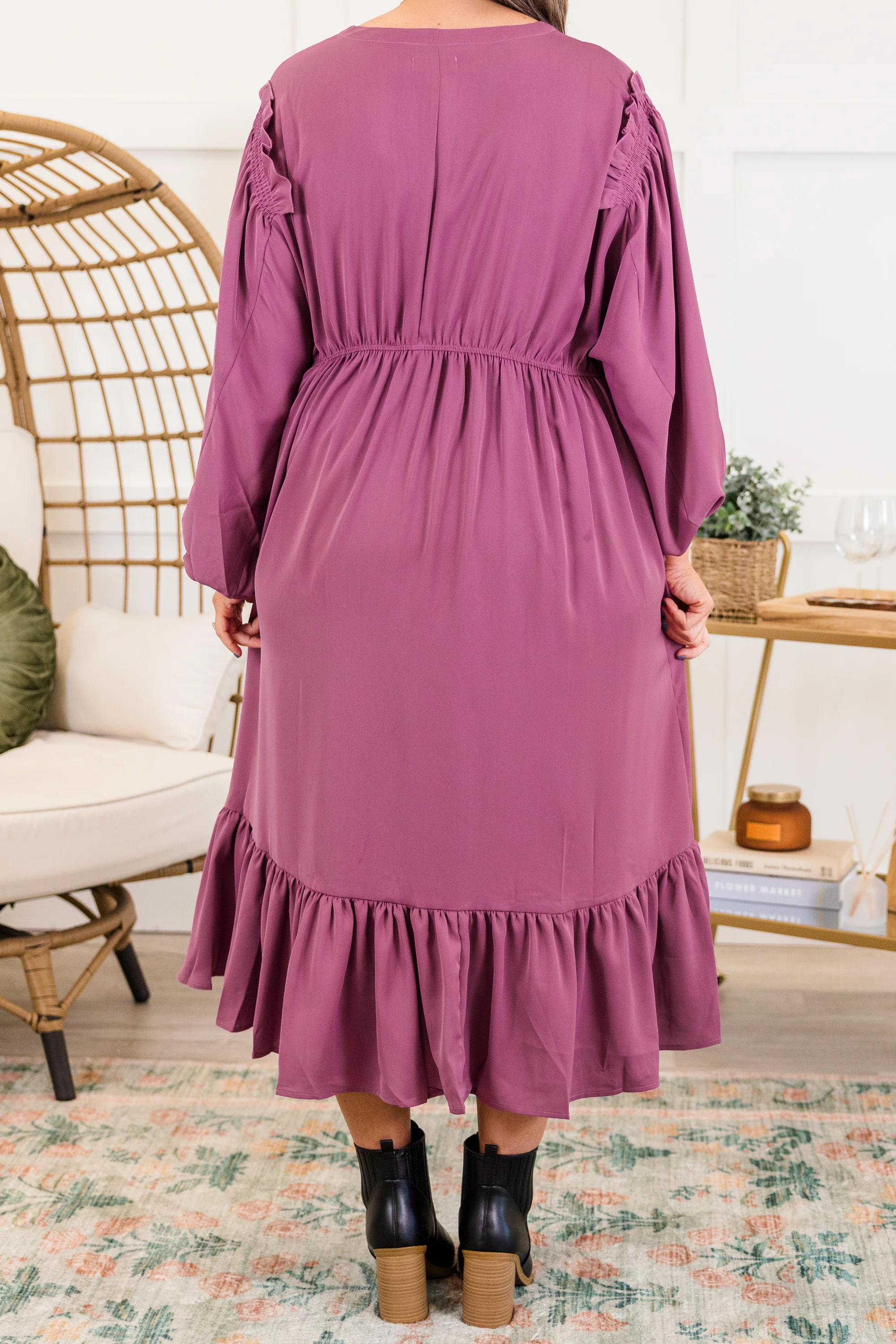 Memorize Today Dress, Eggplant - Giverhouse
