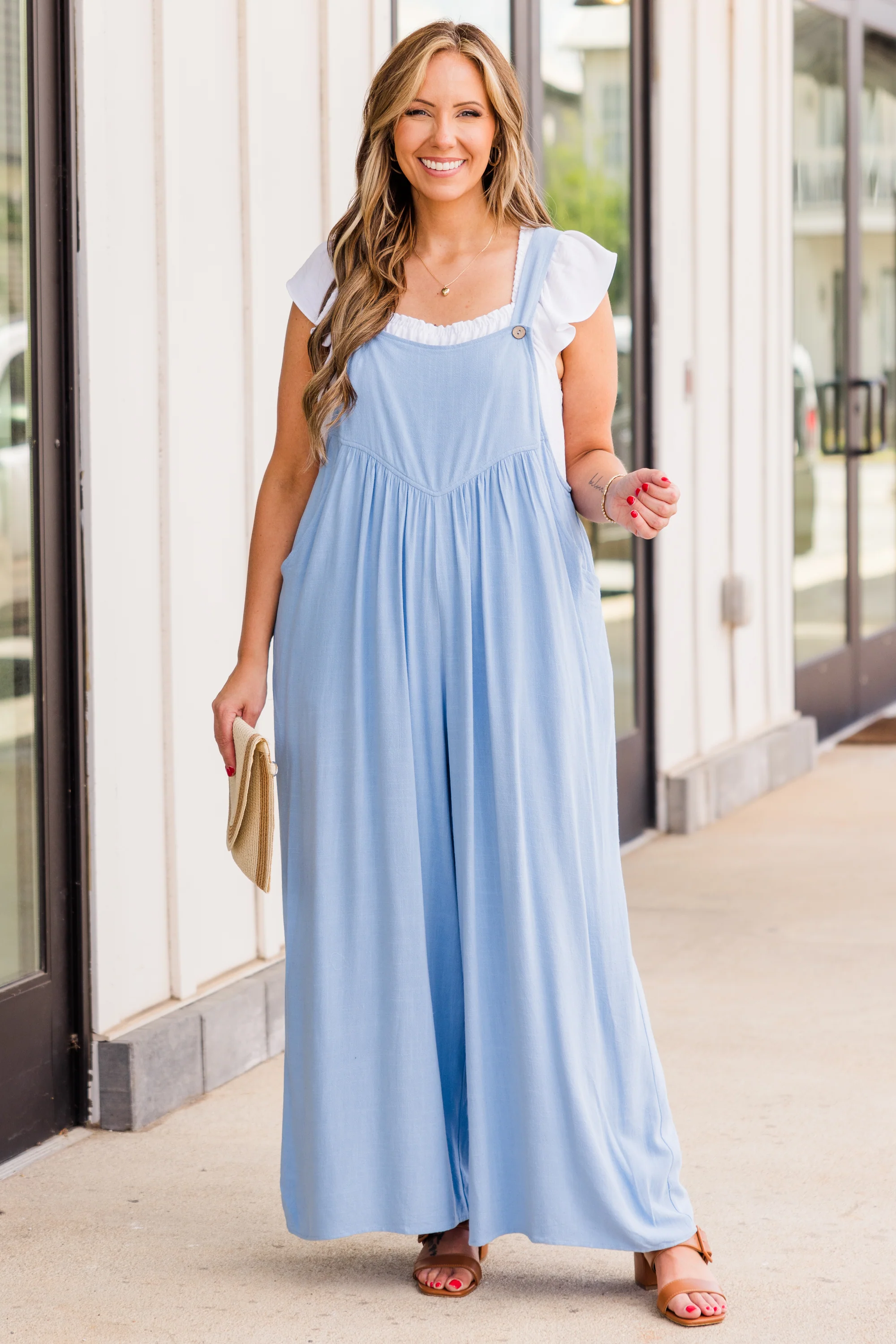 Make Me Laugh Jumpsuit, Blue - Giverhouse