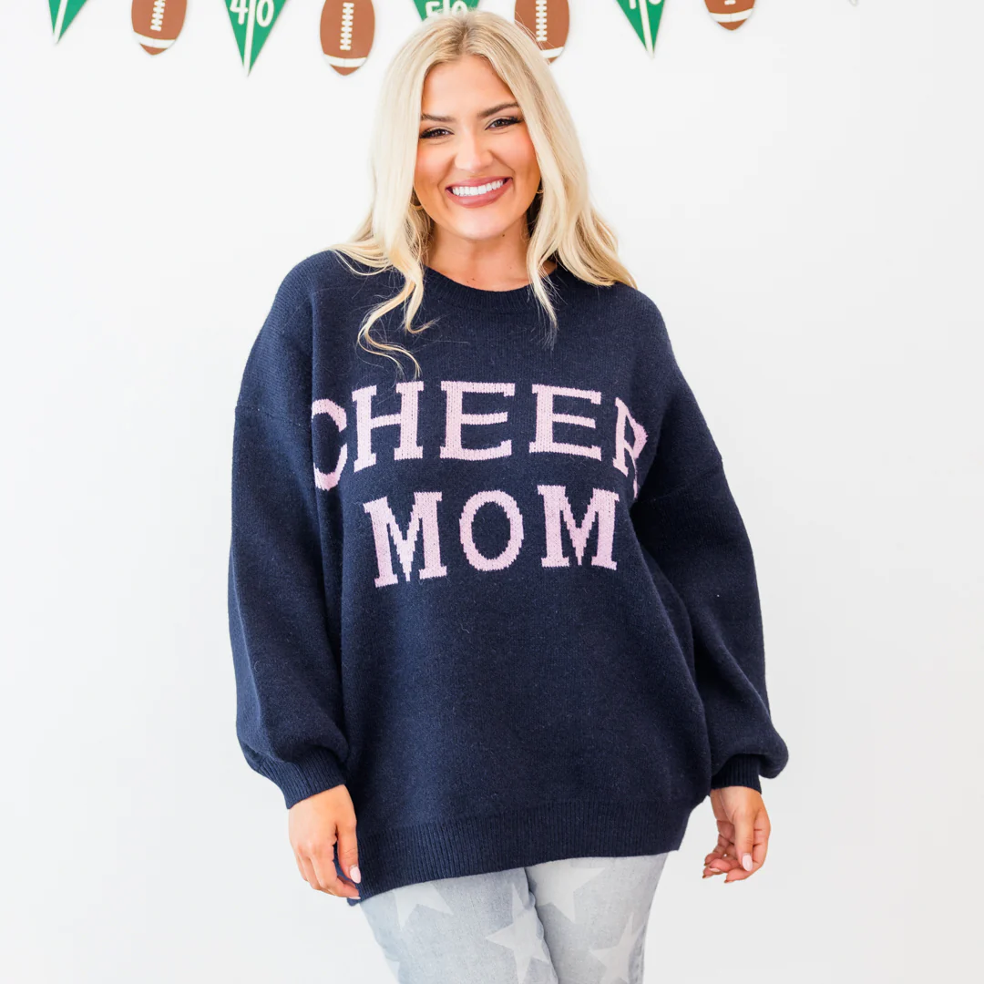 Cheer Mom Sweater, Navy - Giverhouse