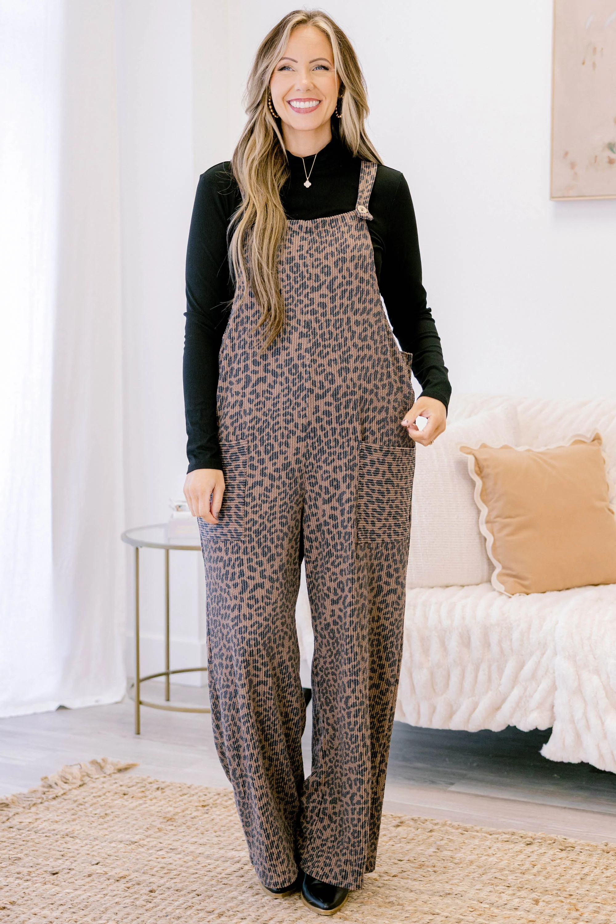 Decisions To Make Jumpsuit, Brown Leopard - Giverhouse