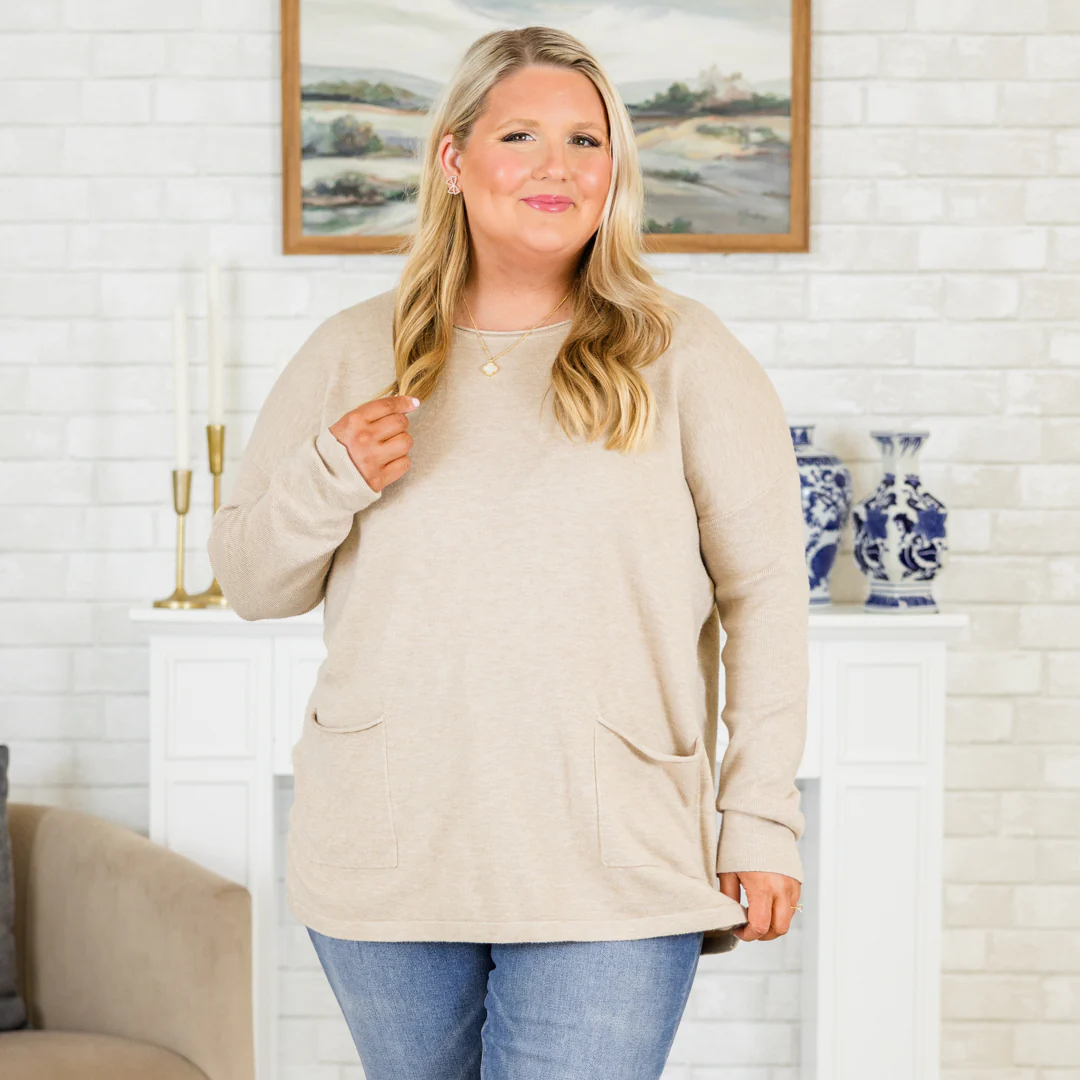 Fall into Fashion Sweater, Heather Light Mocha - Giverhouse