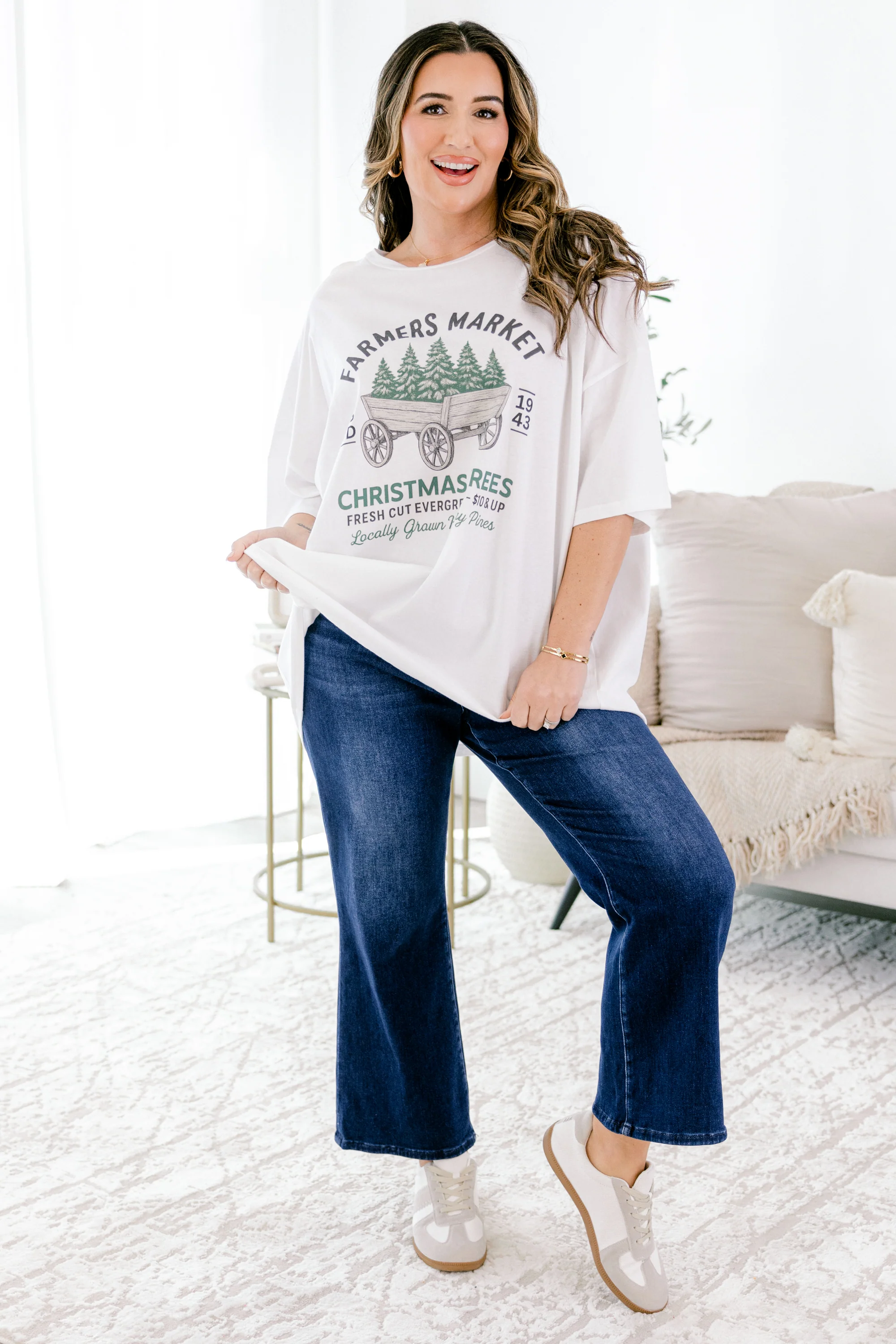 Fresh Cut Market Boyfriend Tee, White - Giverhouse
