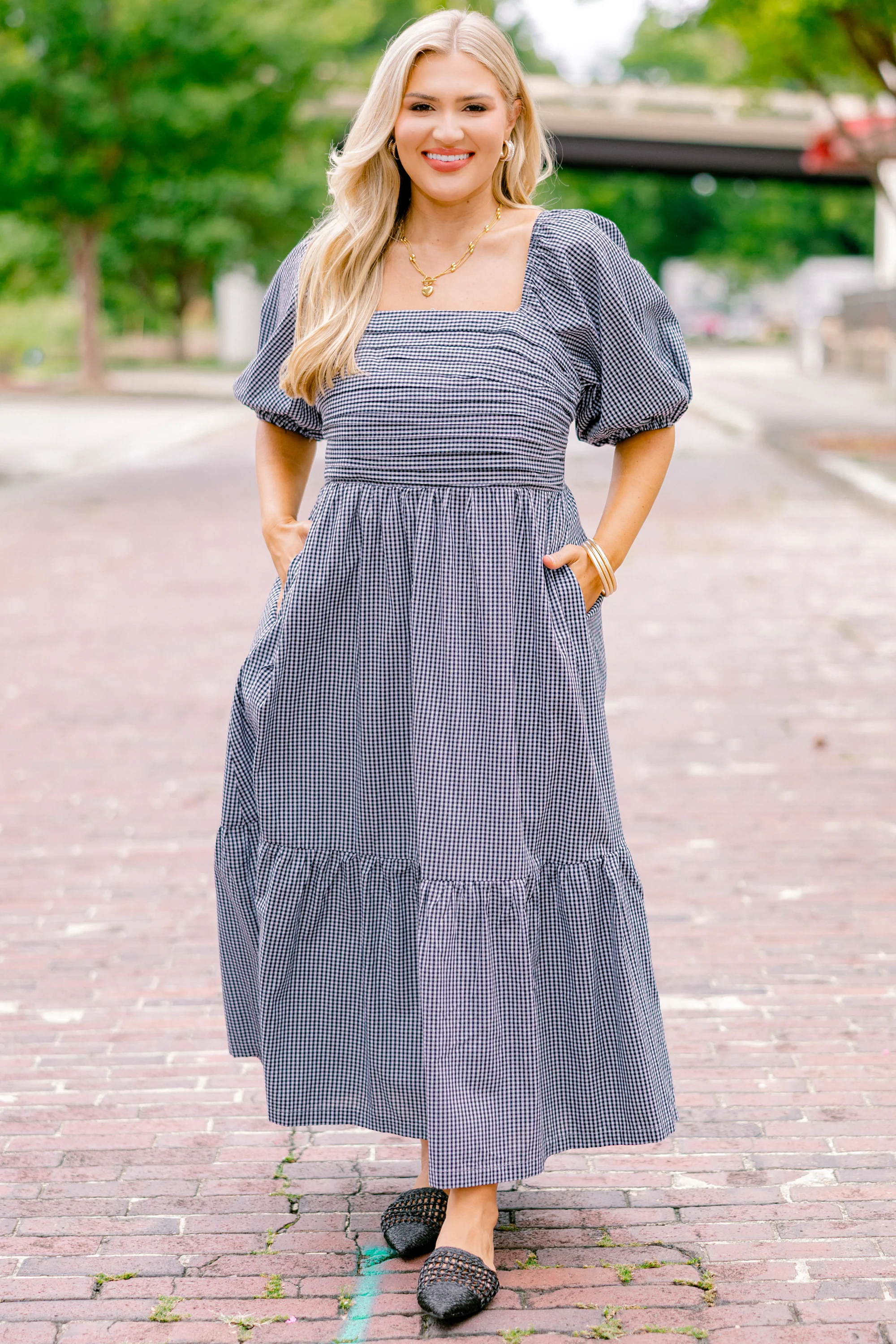 Stunning Views Dress, Black Gingham - Giverhouse