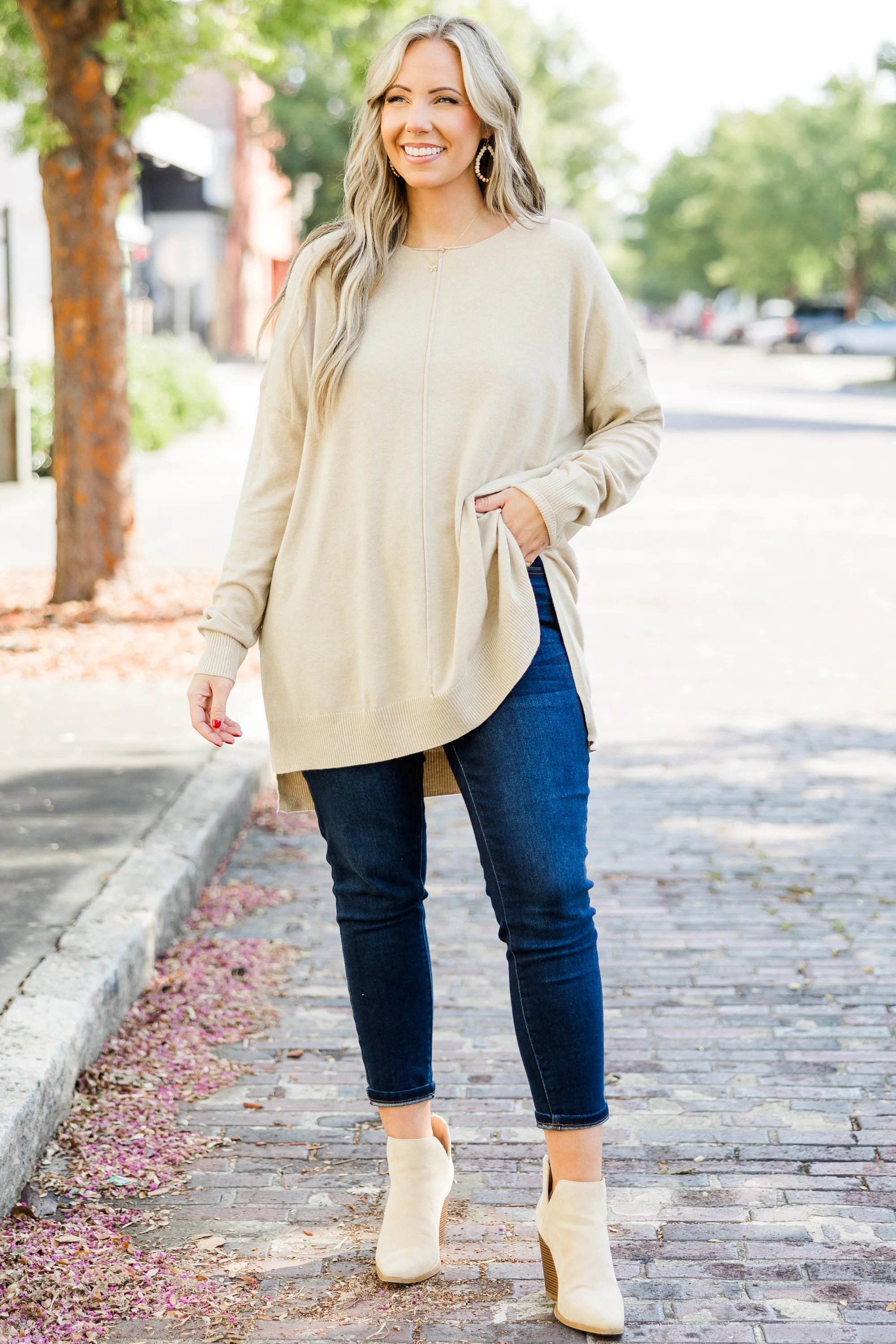 Miss Who You Were Sweater, Heather Beige - Giverhouse