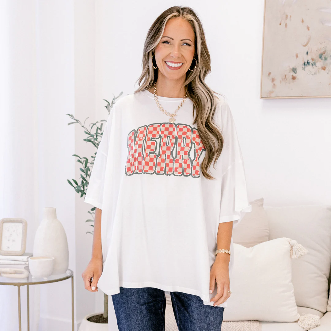 Days of Merry Imported Boyfriend Tee, White - Giverhouse