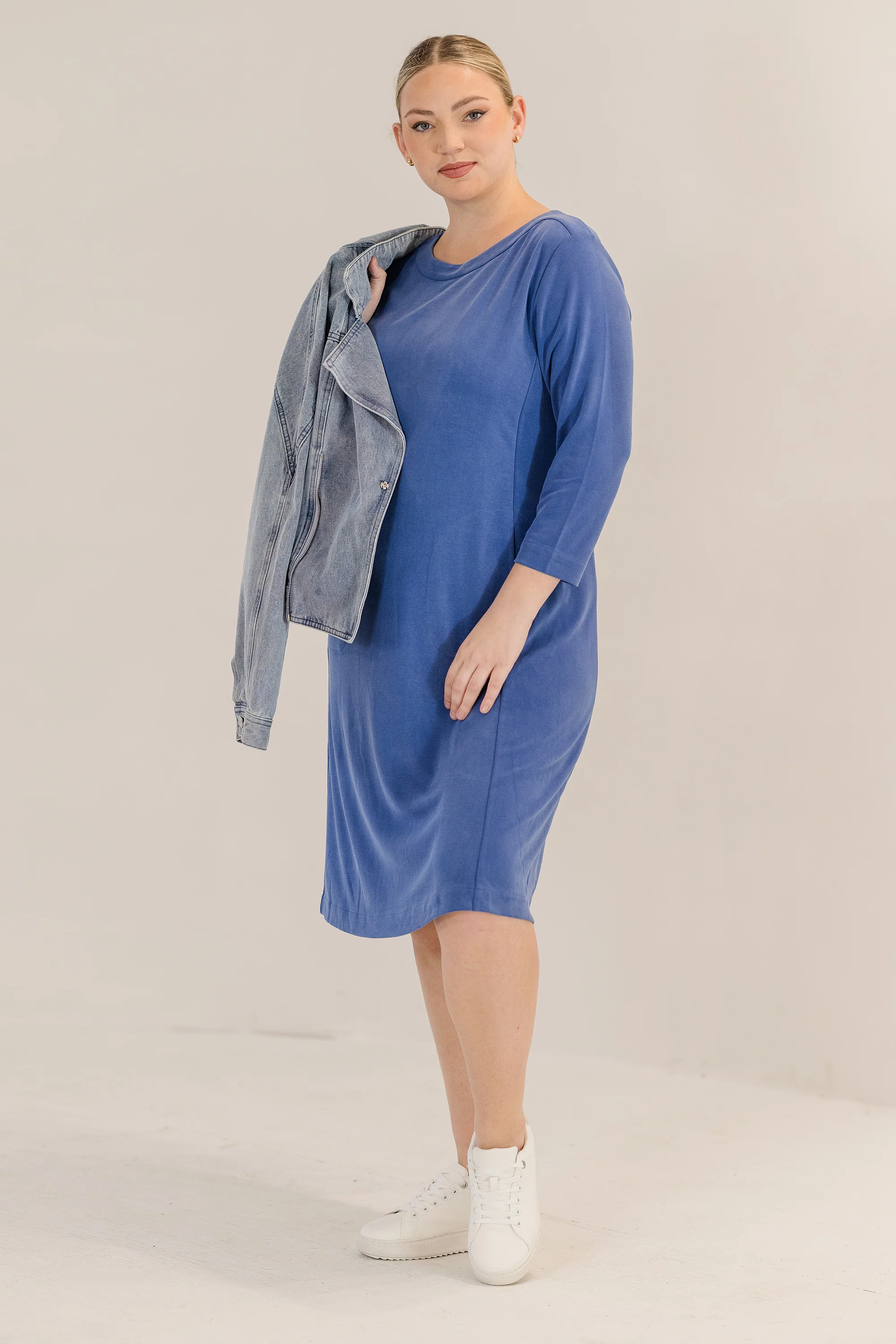 Audrey Boatneck Dress, Ombre Blue - Giverhouse