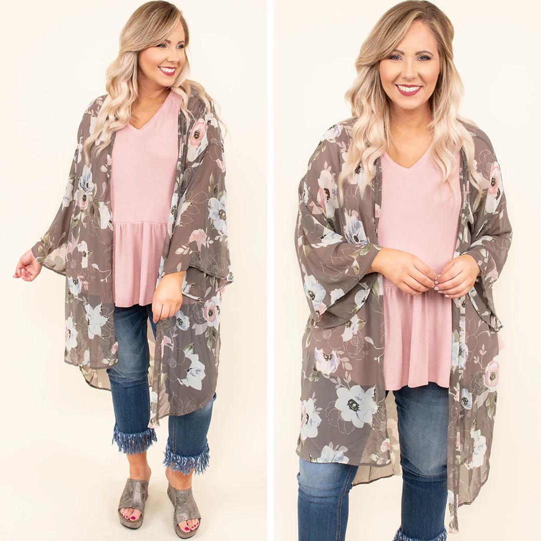 Ocean Avenue Kimono, Grey - Giverhouse