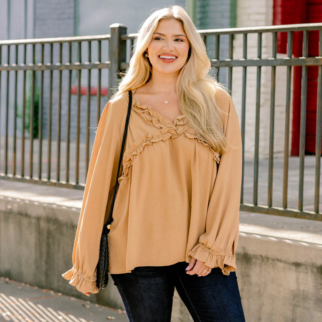 Sparkling Sunlight Top, Camel - Giverhouse