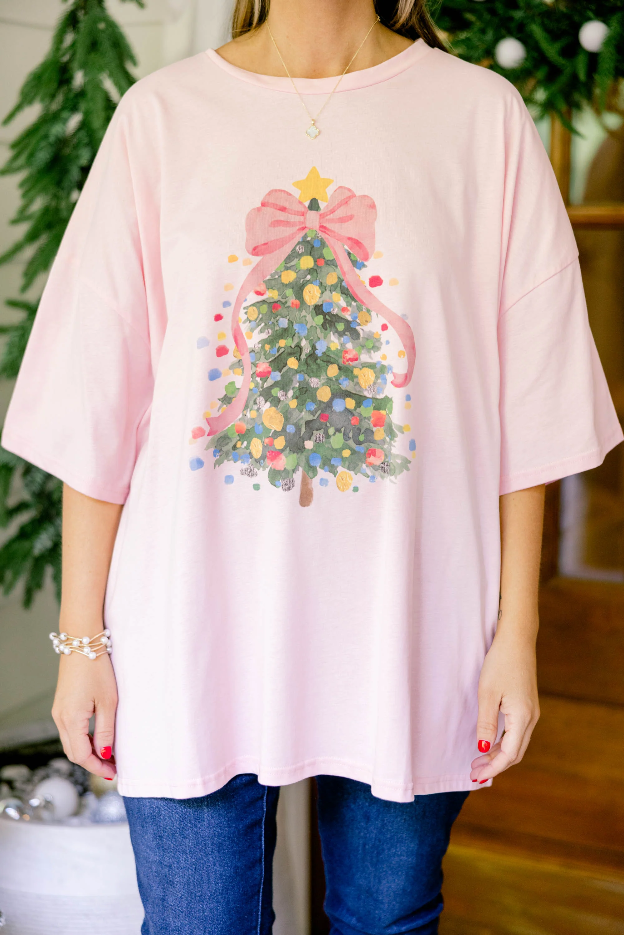 Christmas Queen Boyfriend Tee, Dusty Pink - Giverhouse